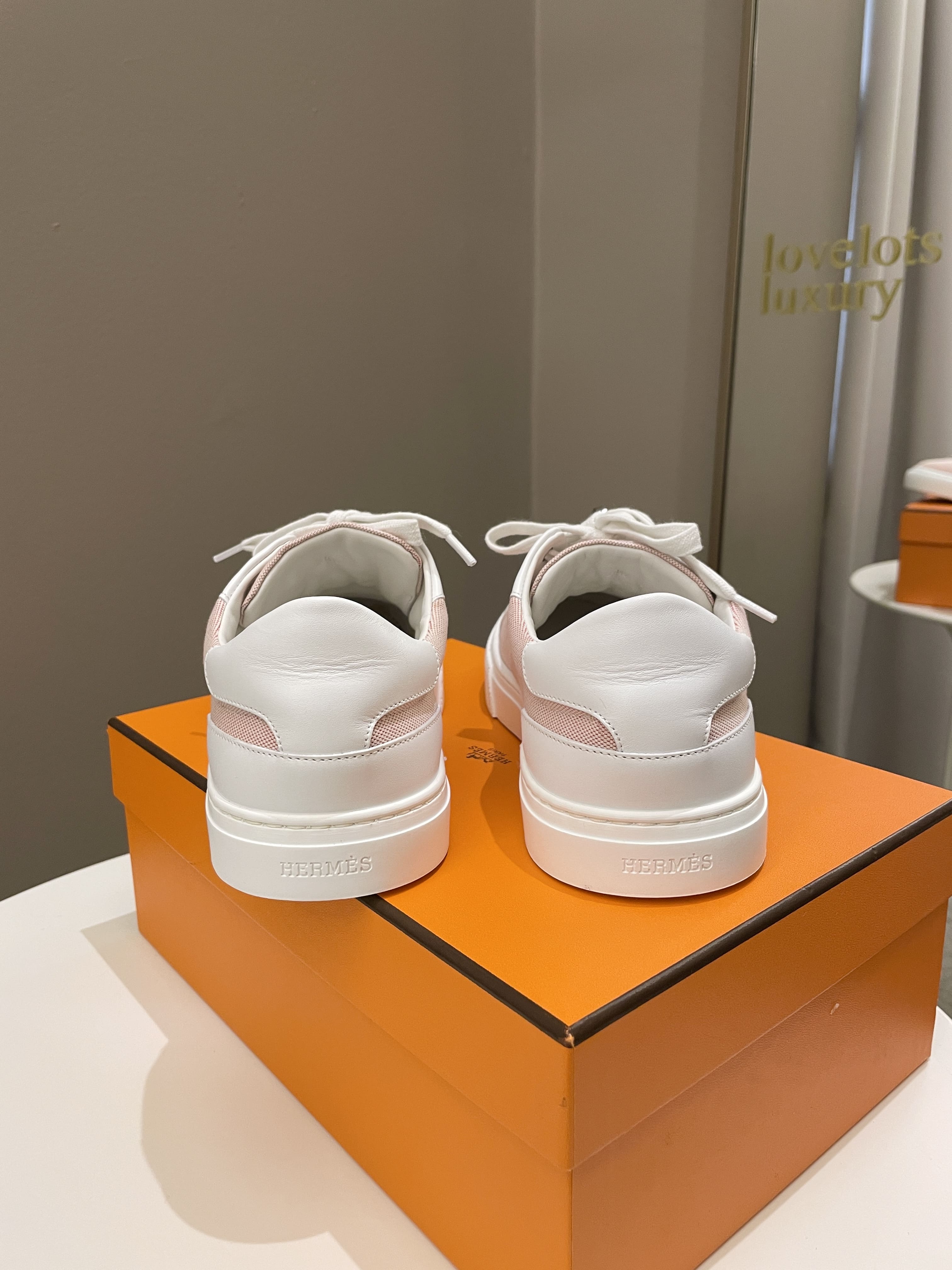 Hermes Day Sneaker Pink/ Blanc SHW Size 39.5