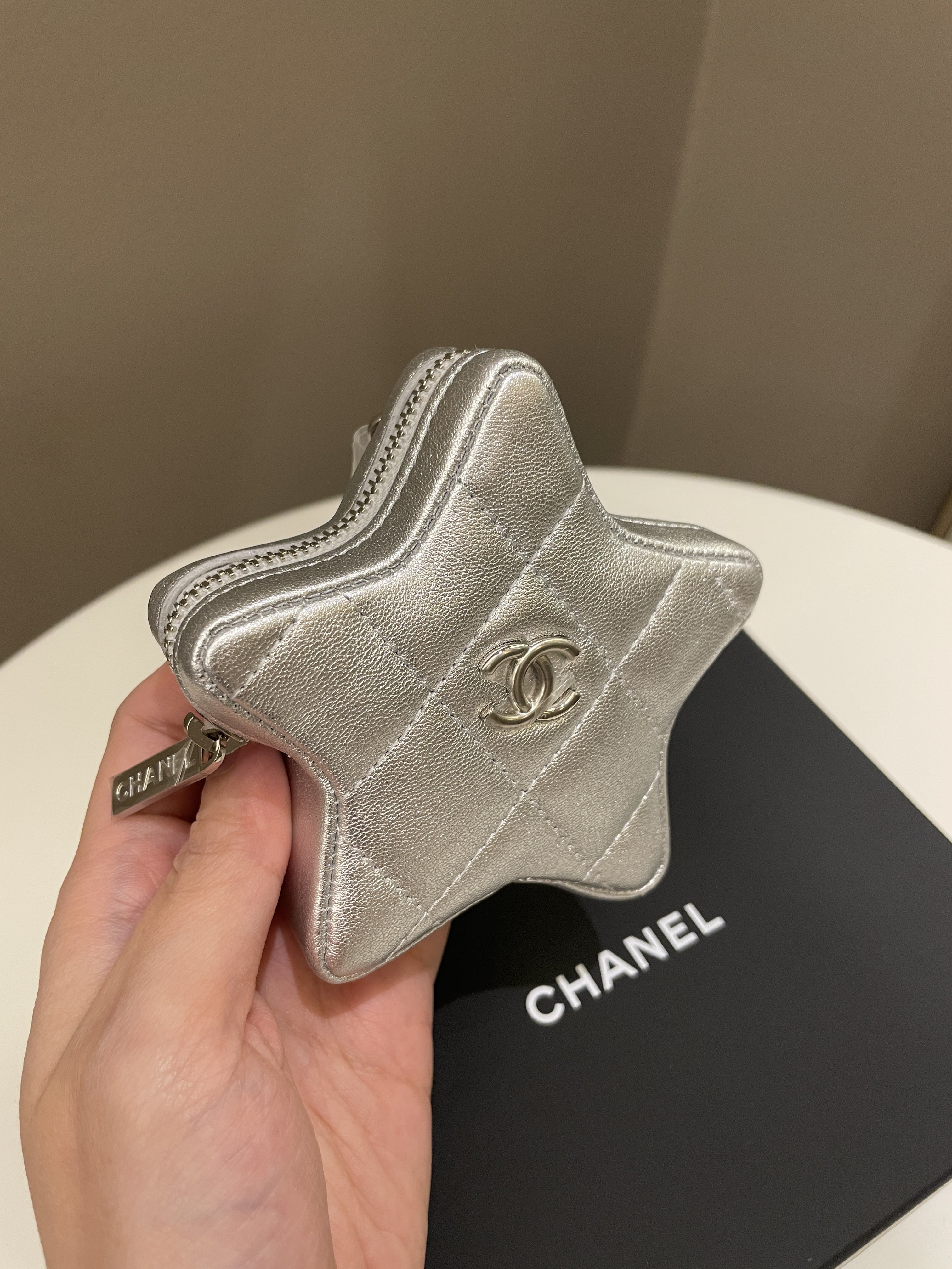 Chanel 24C Star Zip Case 
Metallic Silver