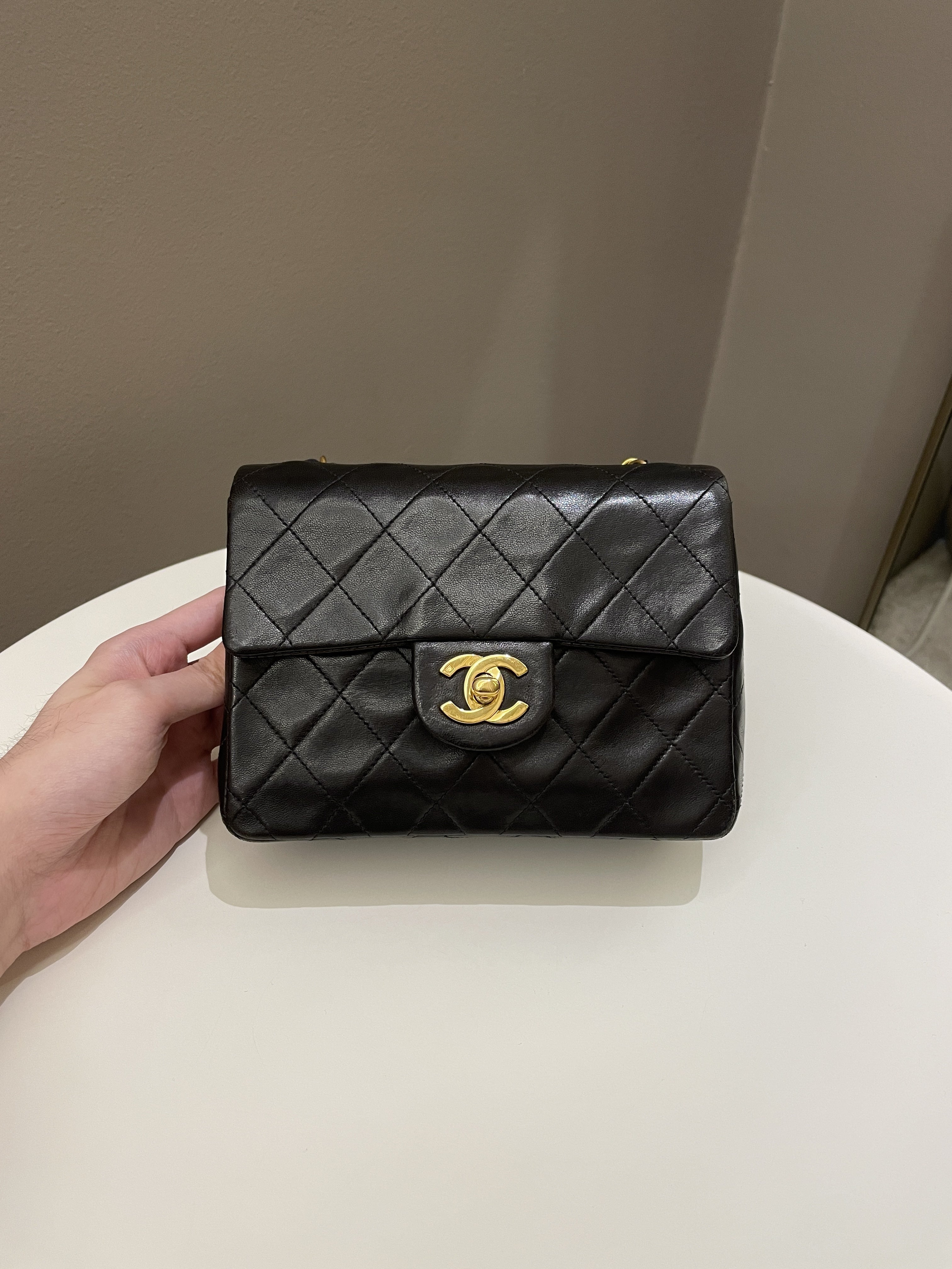 Chanel Vintage Classic Quilted Mini Square
Black Lambskin