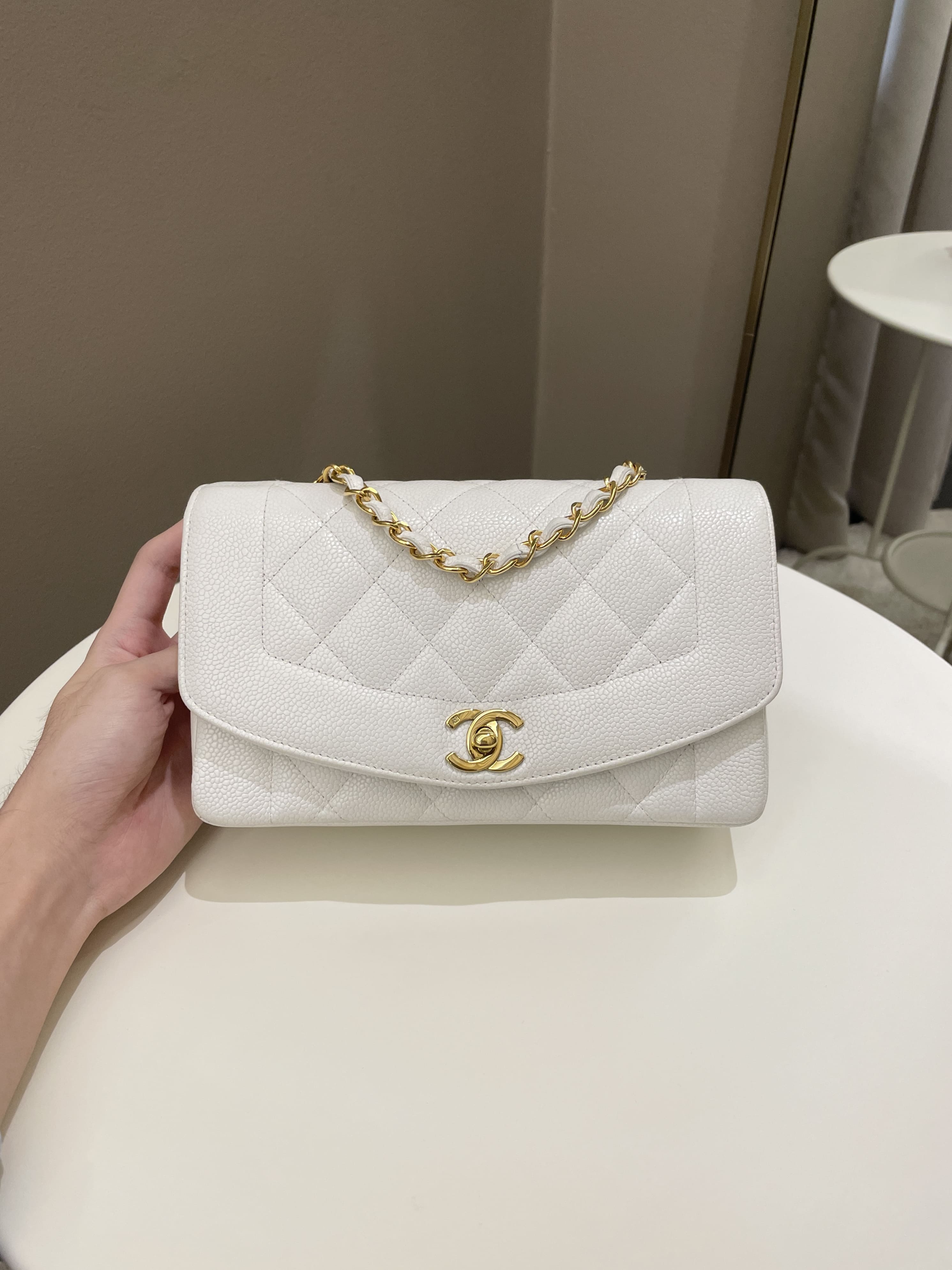 CHANEL Caviar Diana Classic Flap 24KT Gold Hardware Handbag