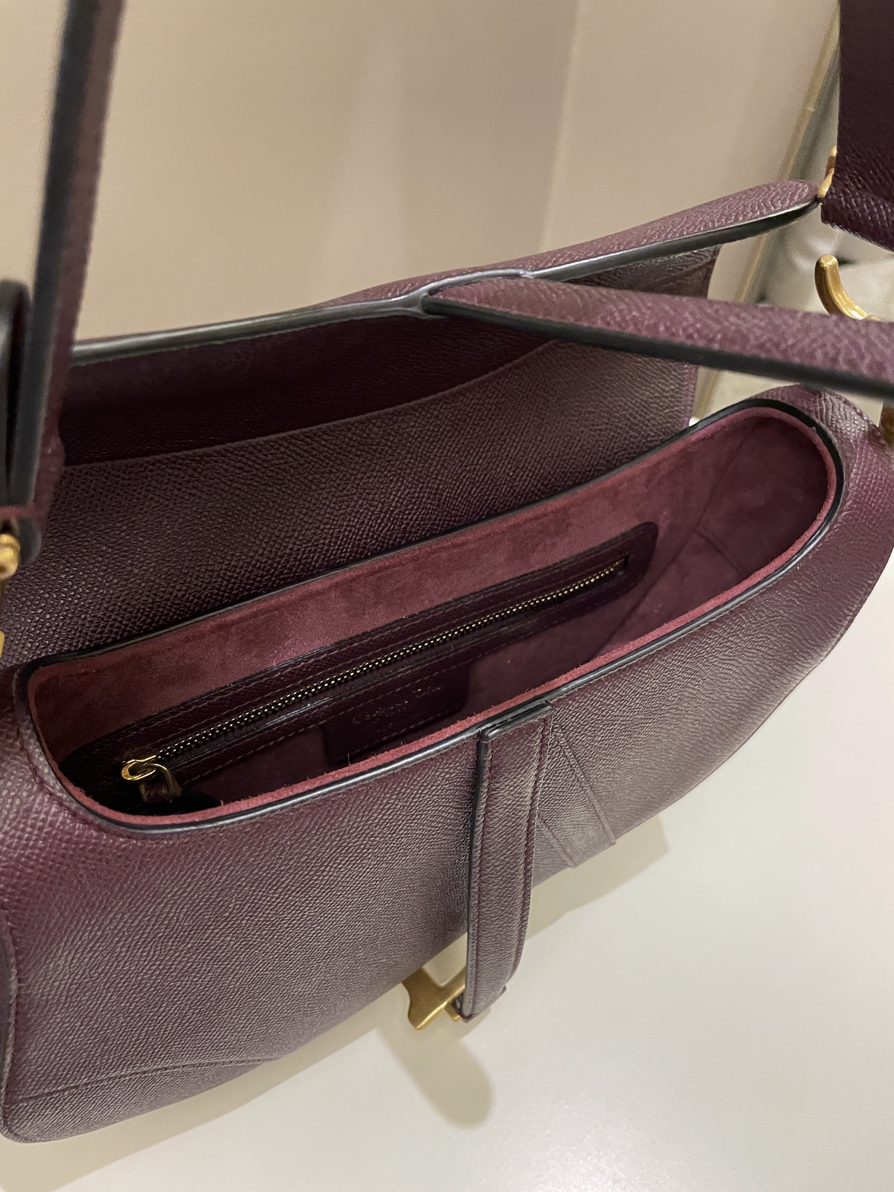 Dior Saddle Bag Amaranth Grained Calfskin
