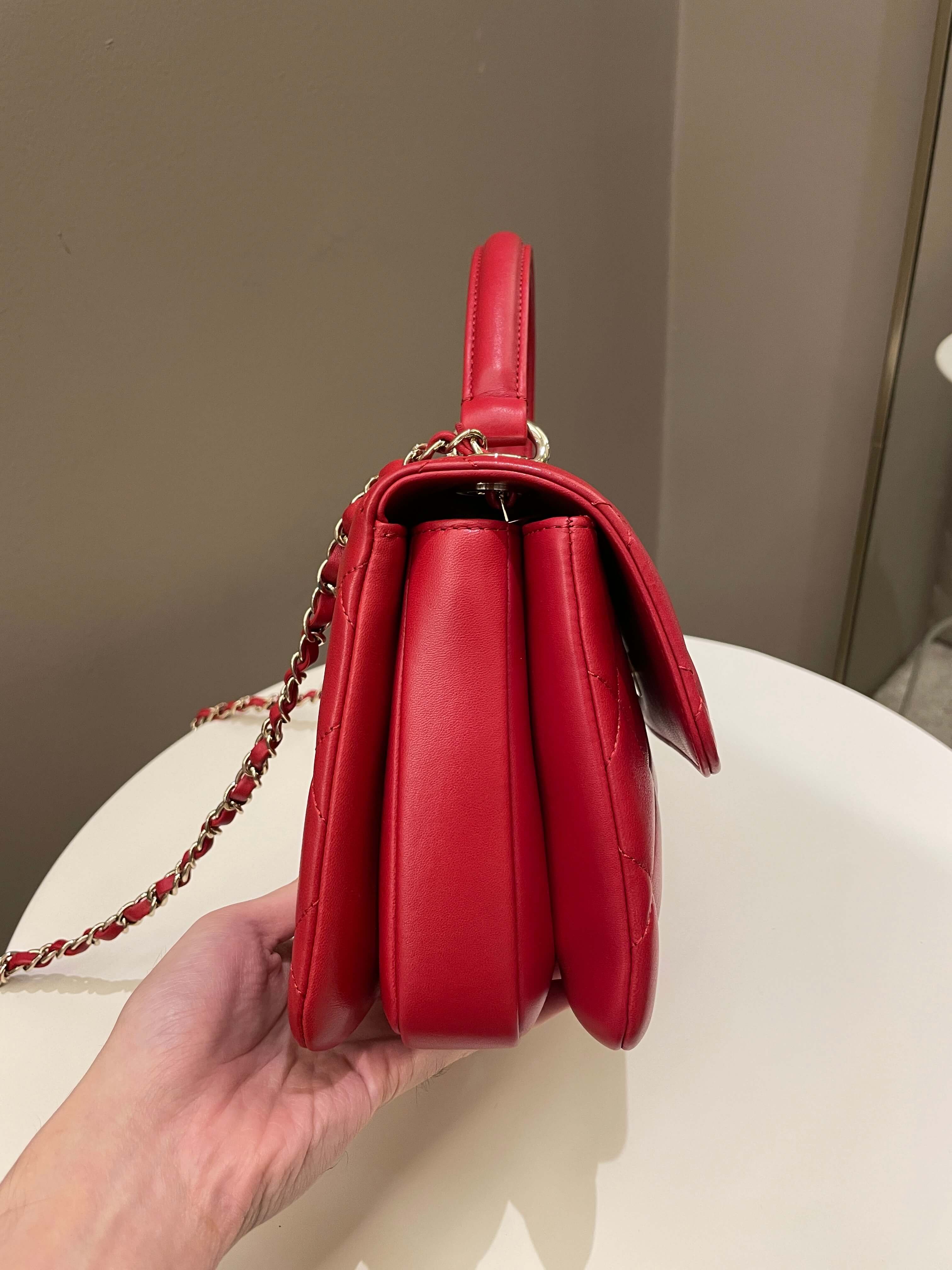 Chanel Trendy Cc Flap Bag Red Stiff Lambskin