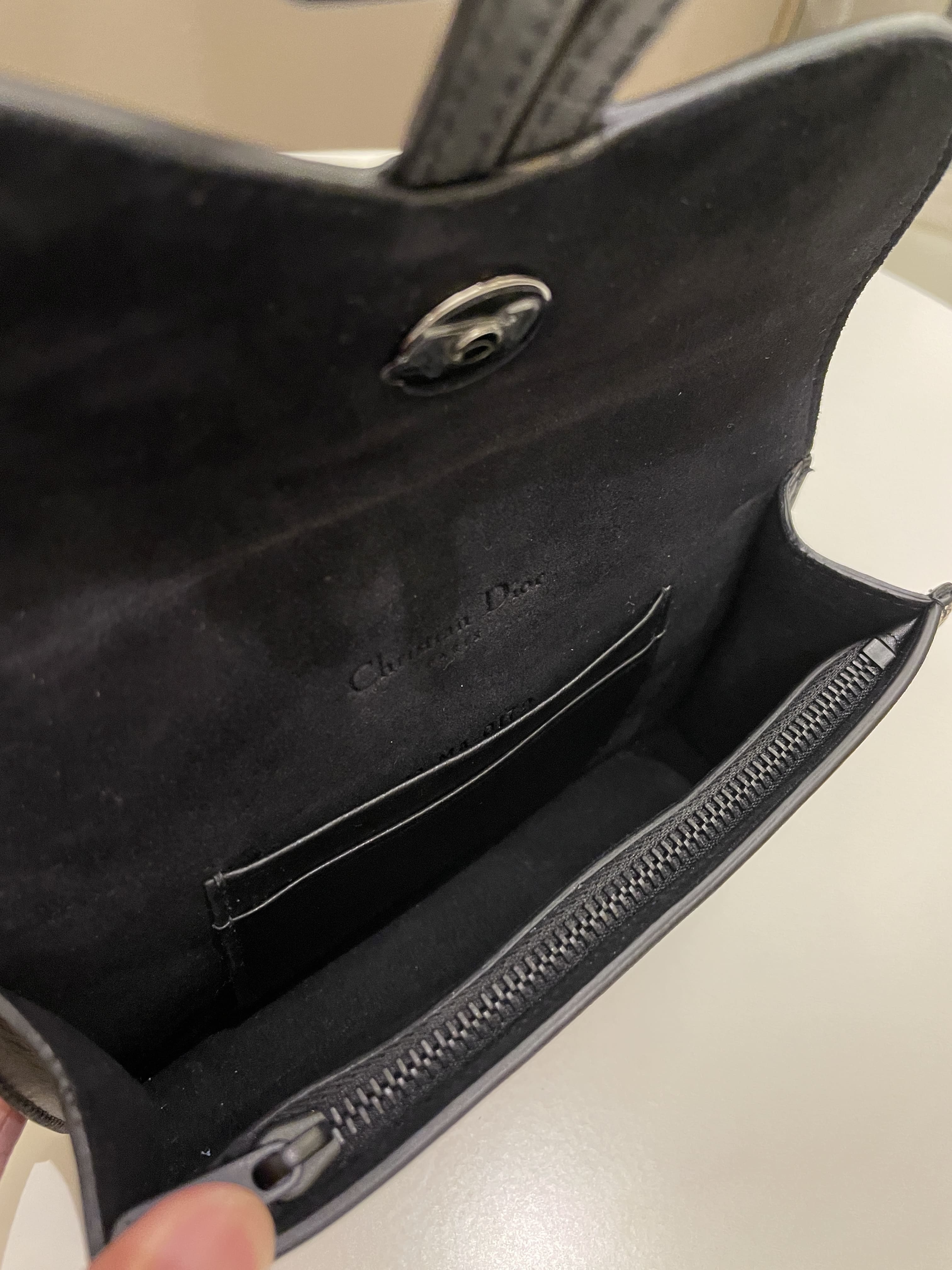Dior Saddle Belt Pouch Black / Beige Printed Calfskin