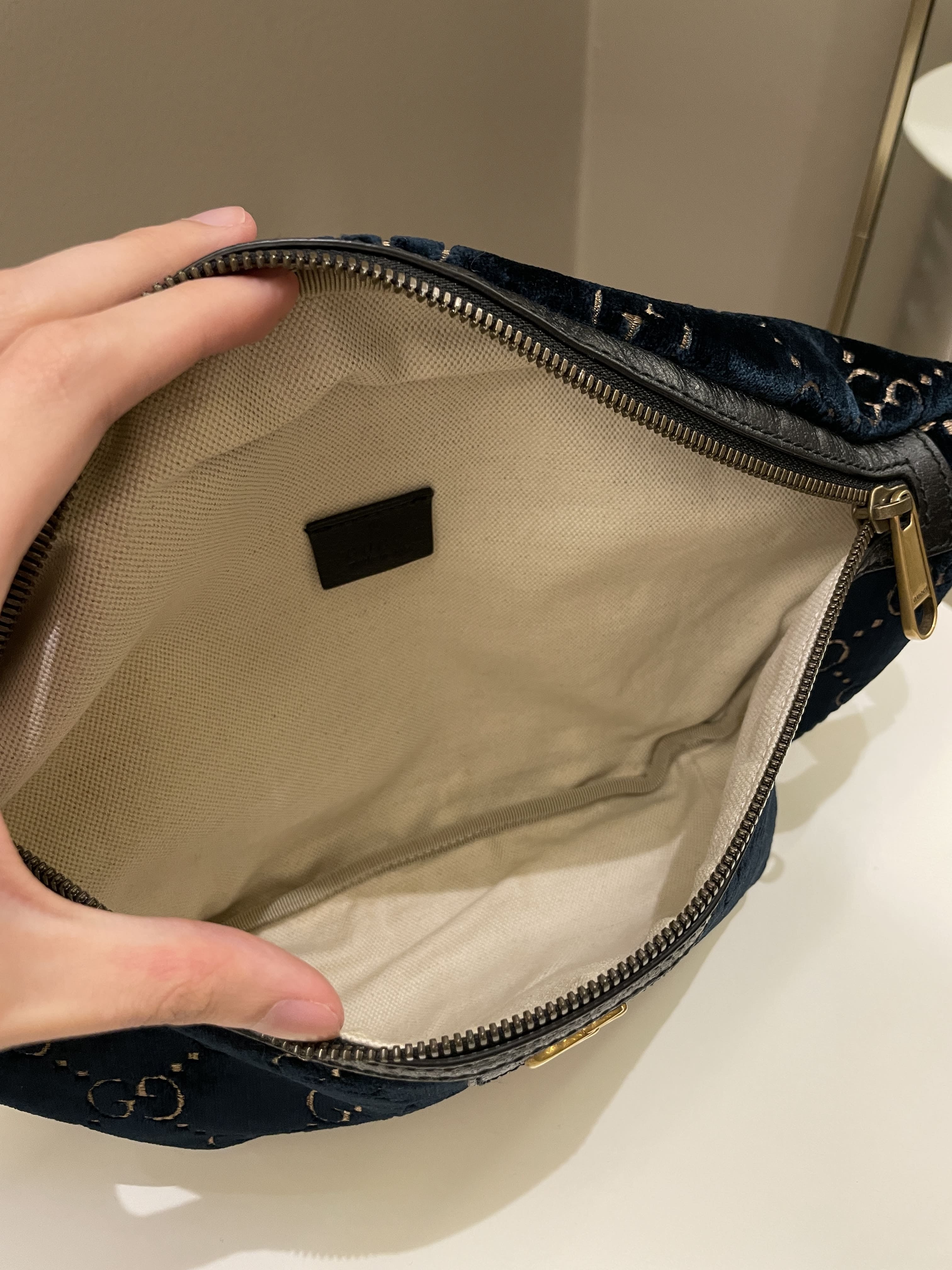 Gucci Marmont Belt Bag Navy Velvet