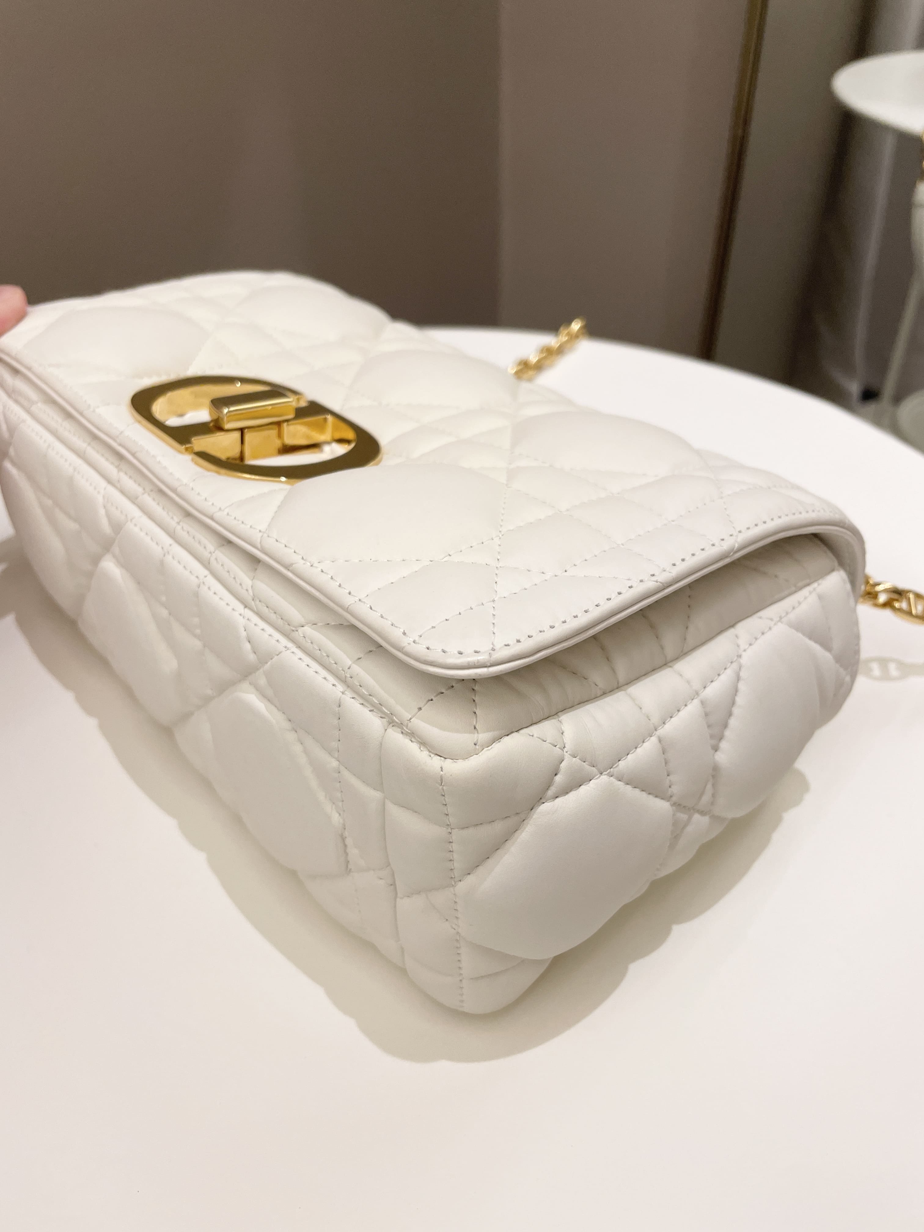 Dior Caro Bag White Puff Lambskin