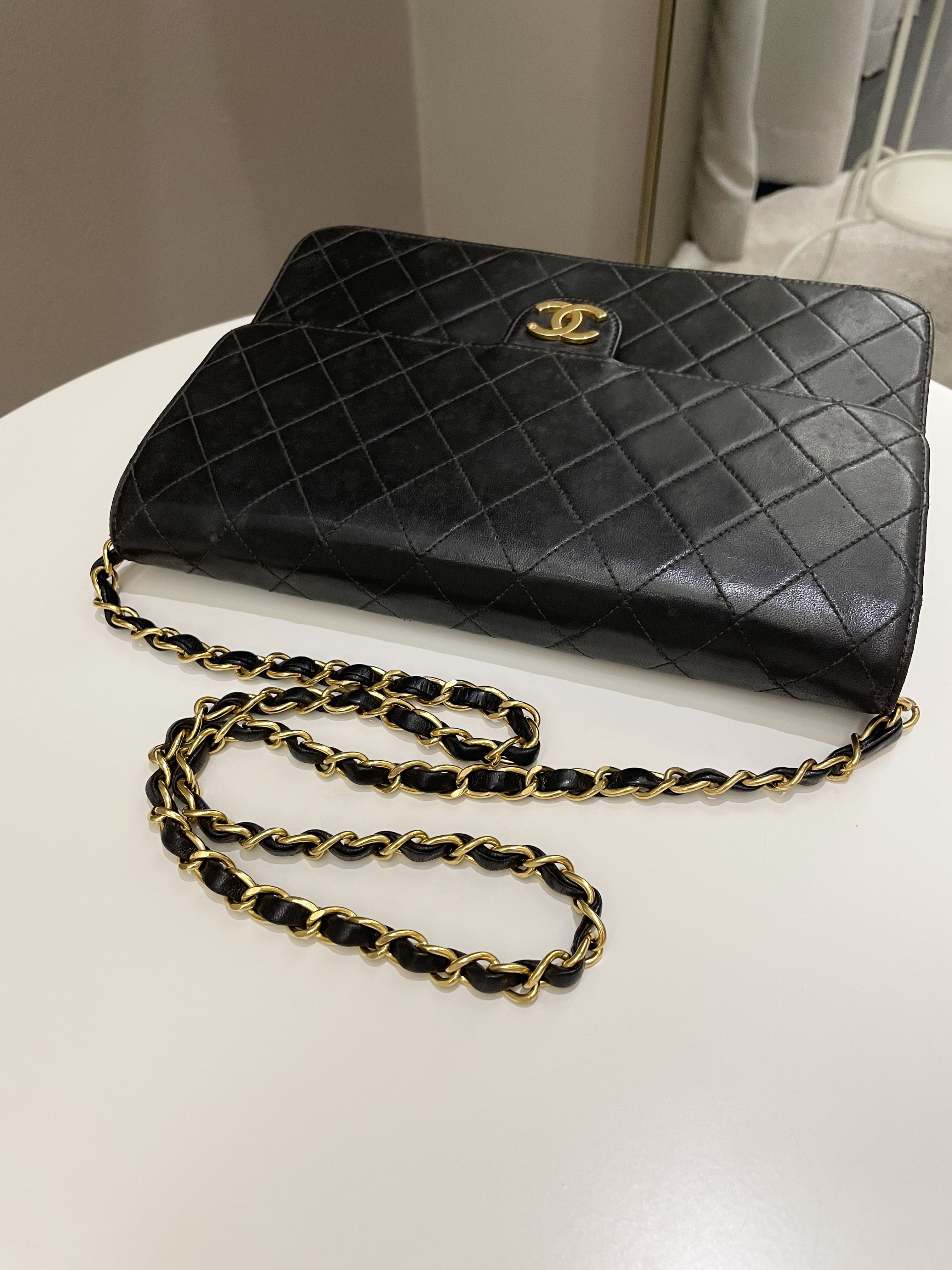 Chanel Vintage Quilted Flap Bag Black Lambskin
