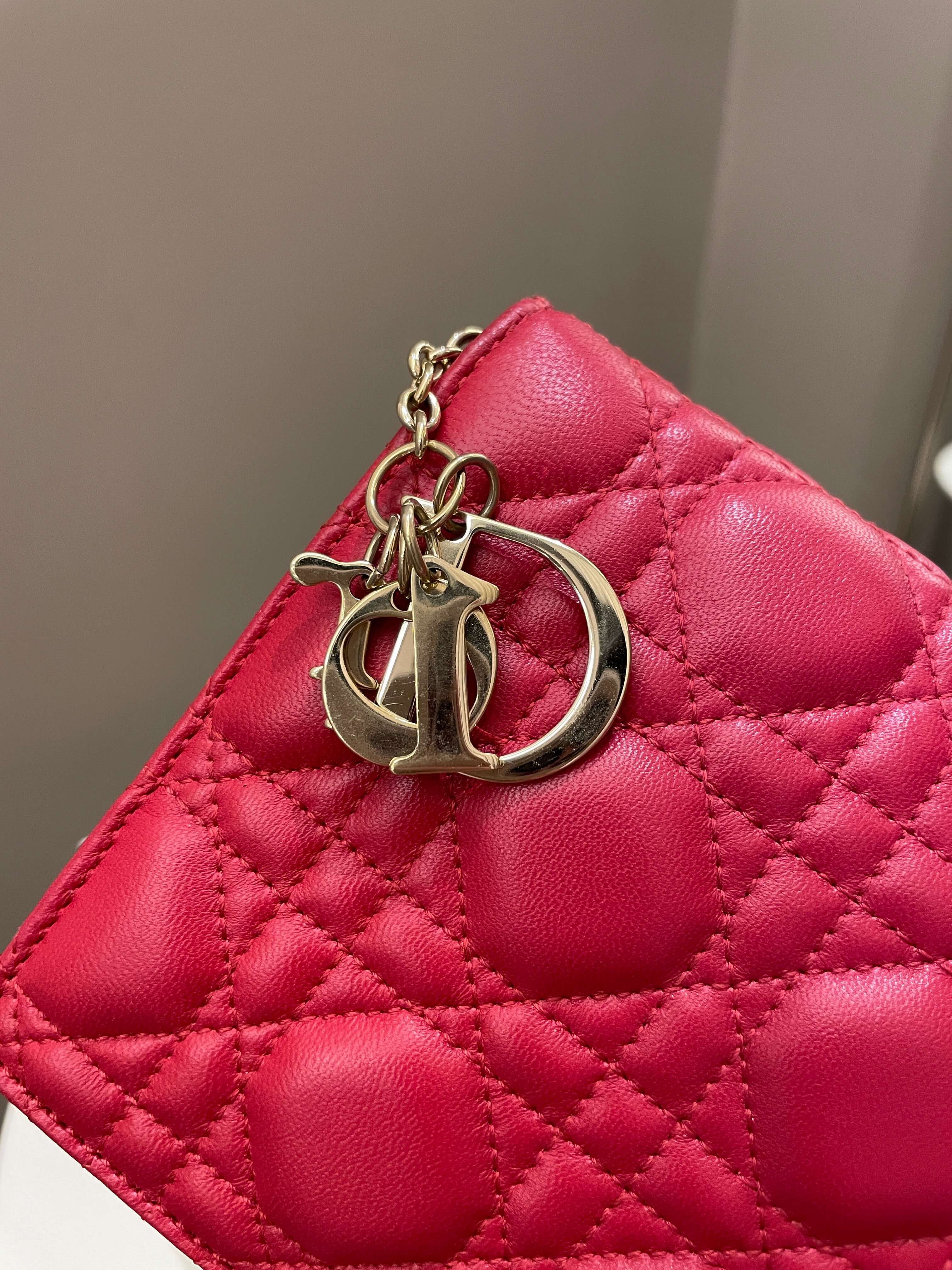 Dior Lady Dior Clutch On Chain Red Lambskin