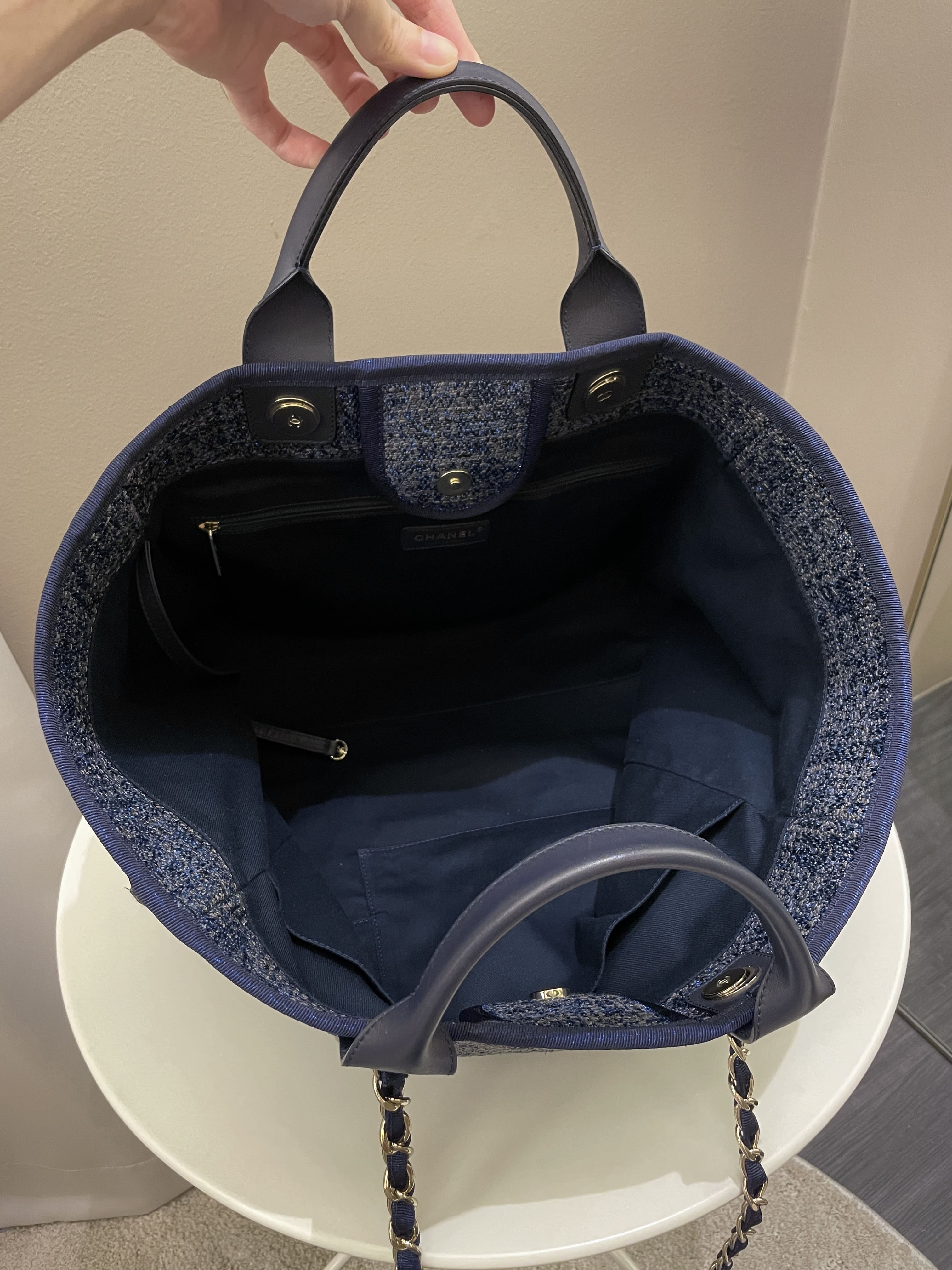 Chanel Deauville Shopper Tote Navy