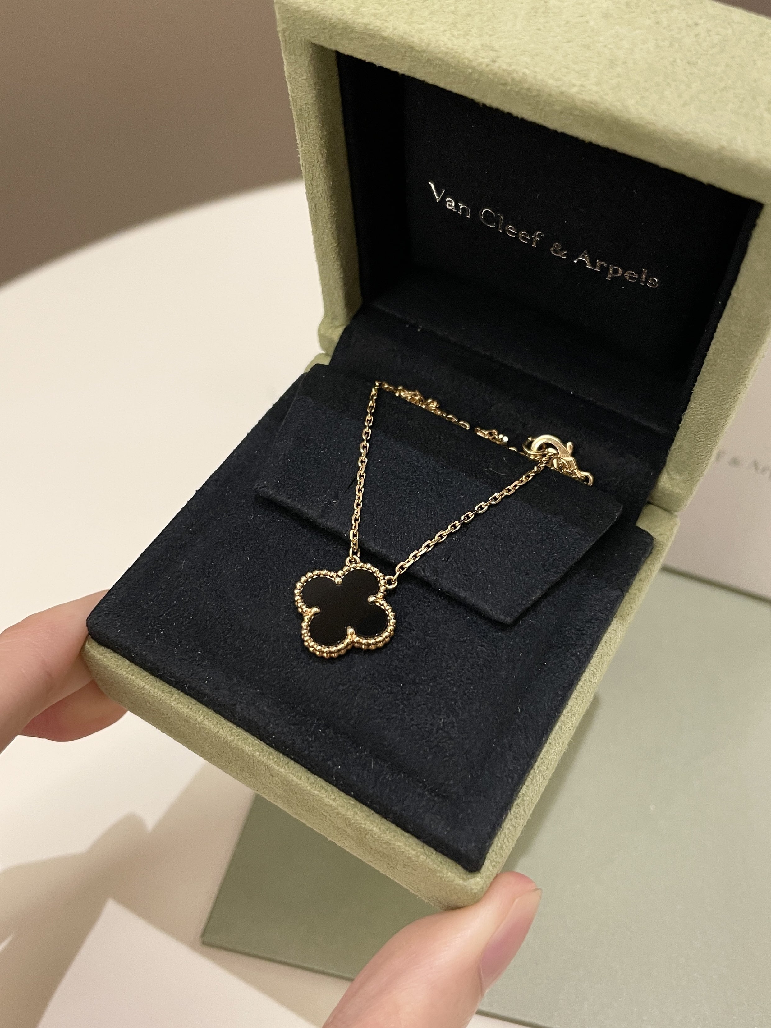 Van Cleef & Arpels Vintage Alhambra Pendant Necklace Black Onyx