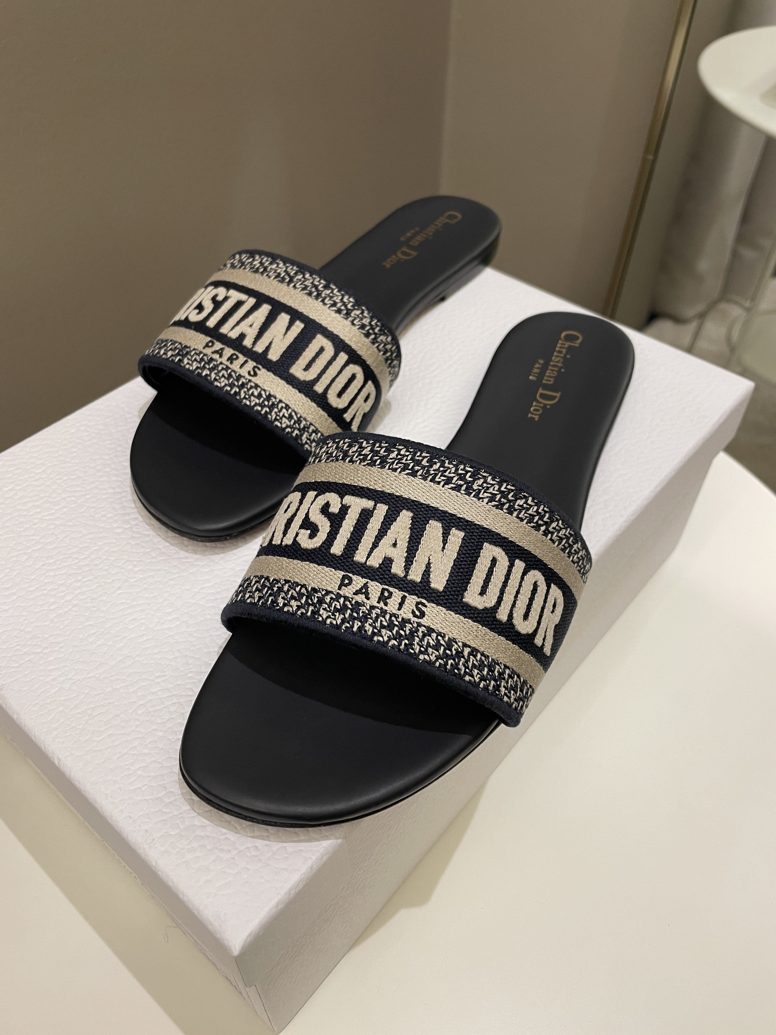 Dior Dway Slide Sandal Deep Blue Size 40