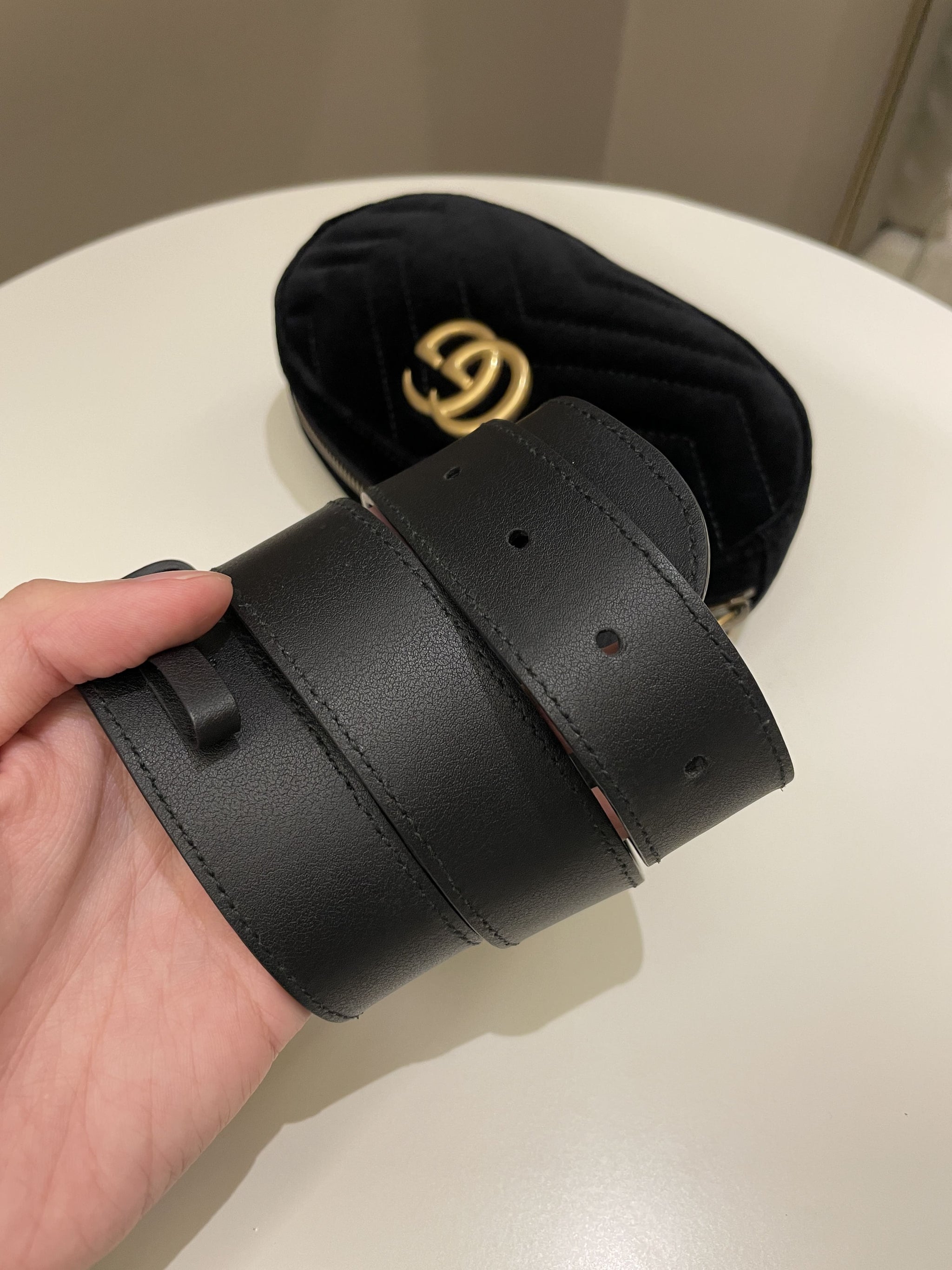 Gucci Marmont Belt Bag Black Velvet Gucci Marmont Belt Bag Black Velvet