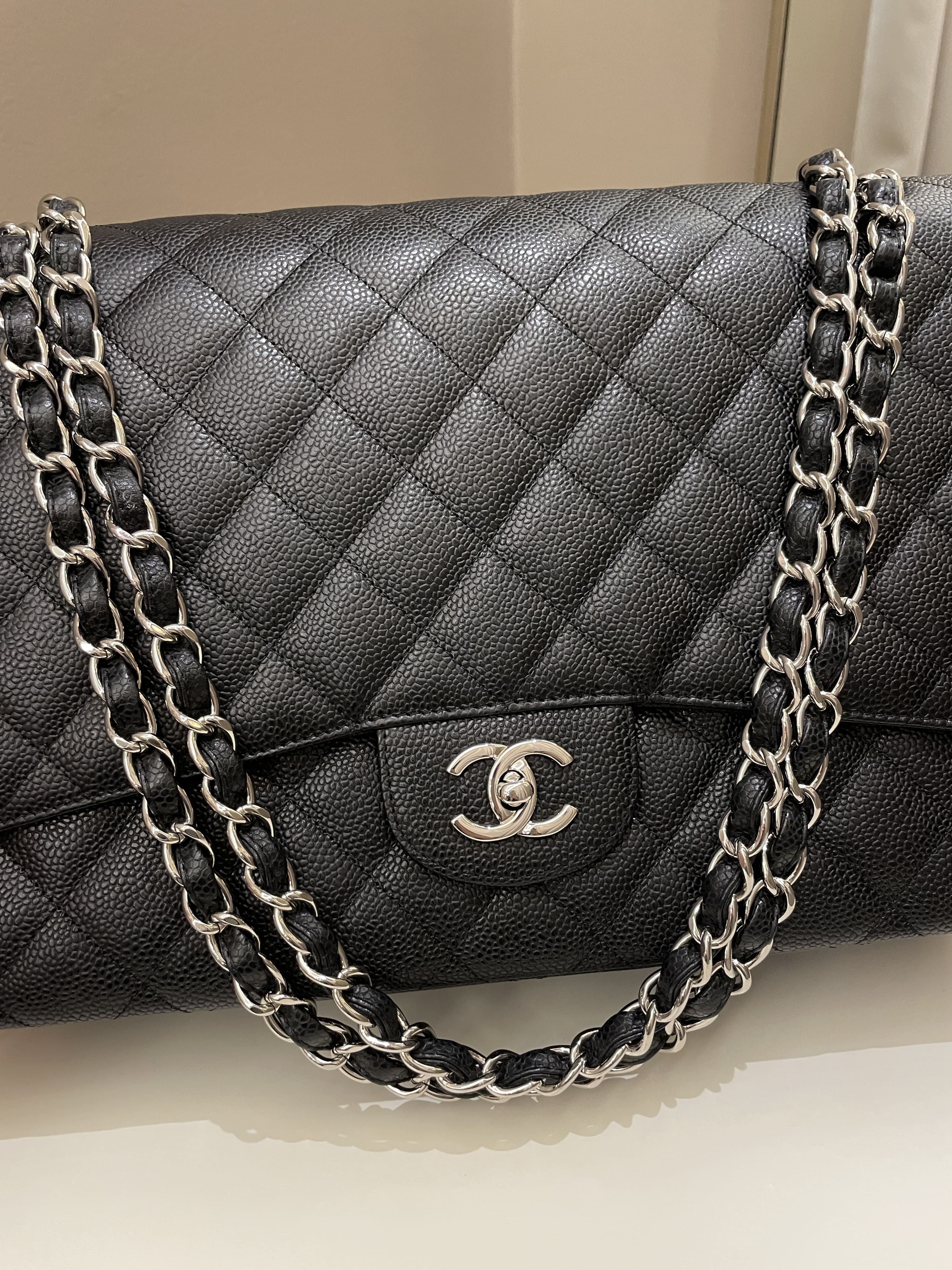 Chanel Classic Quilted Maxi Single Flap Black Caviar