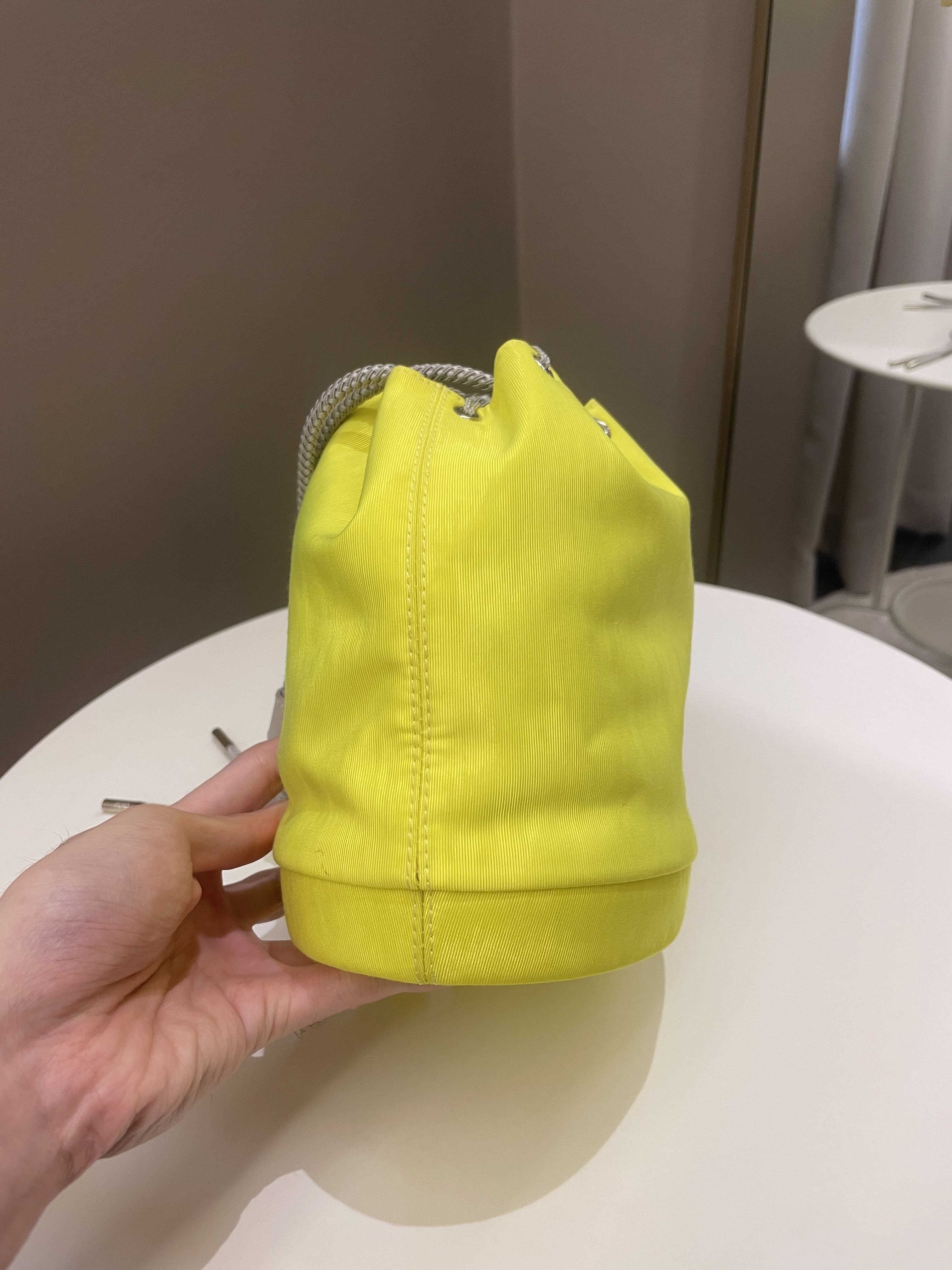Dior Mini Marine Bucket Bag Yellow Canvas/ Lambskin