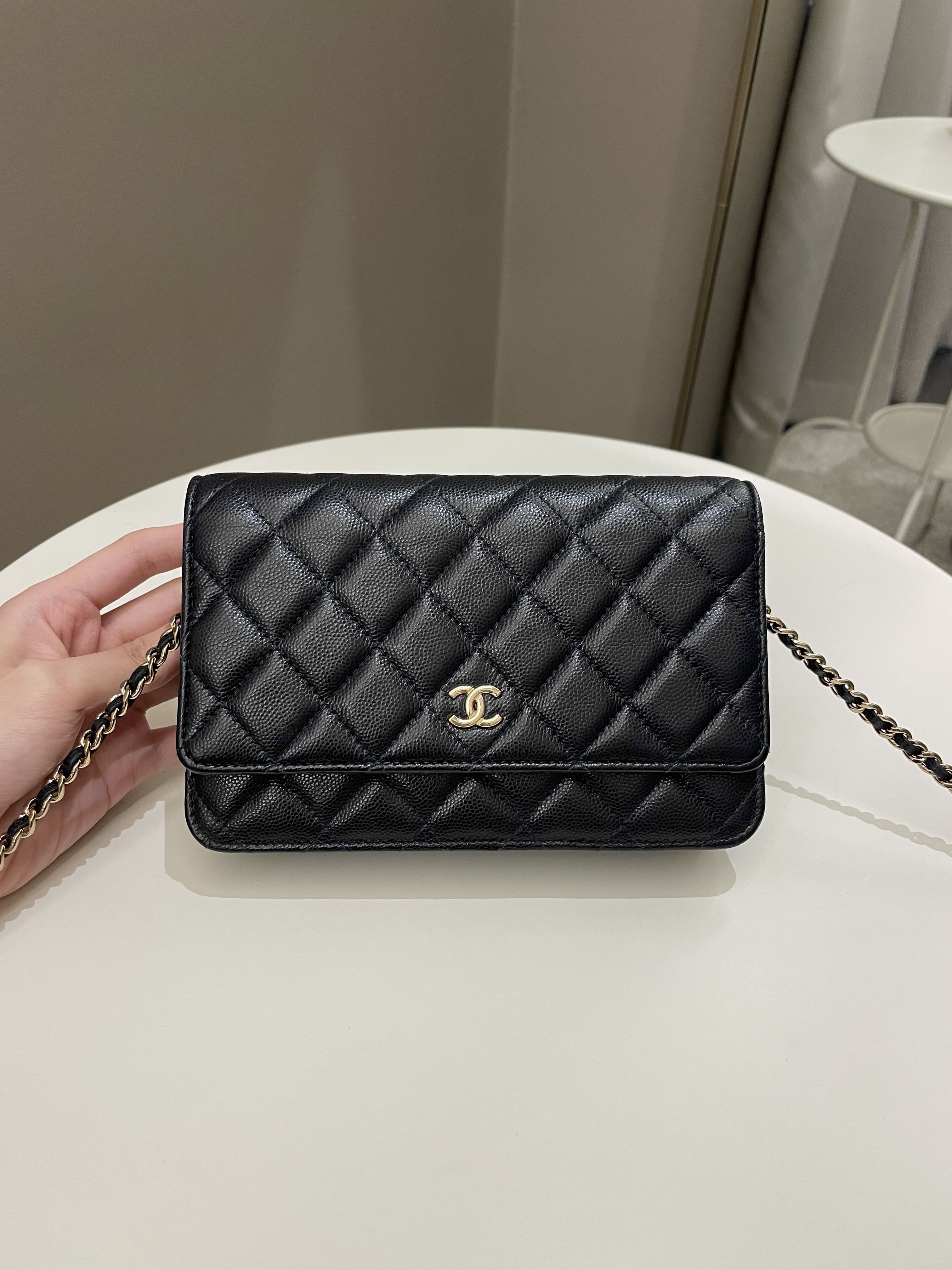 Chanel Classic Quilted Wallet on Chain Midnight Blue Caviar