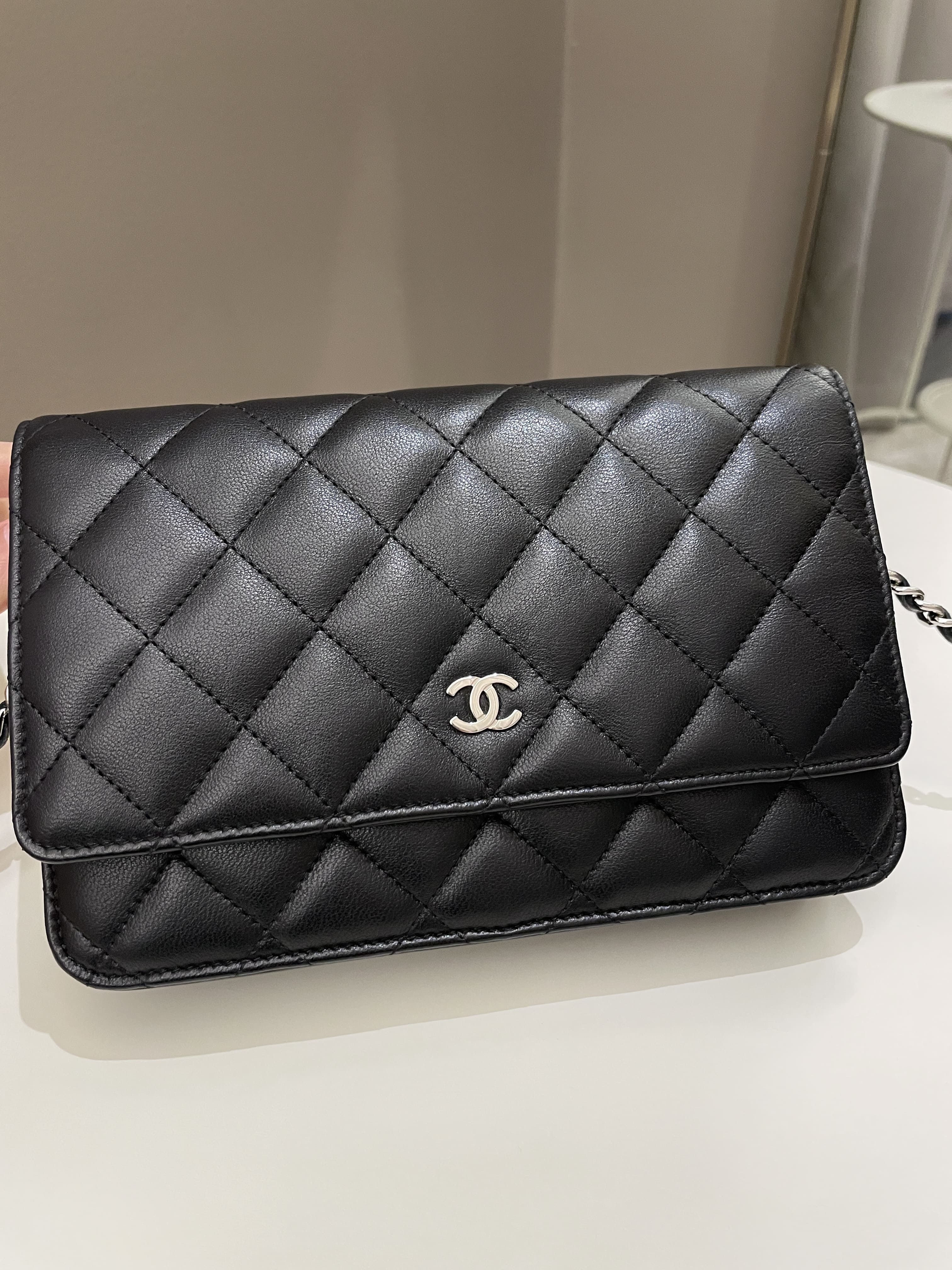 Chanel Classic Quilted Wallet on Chain Black Lambskin