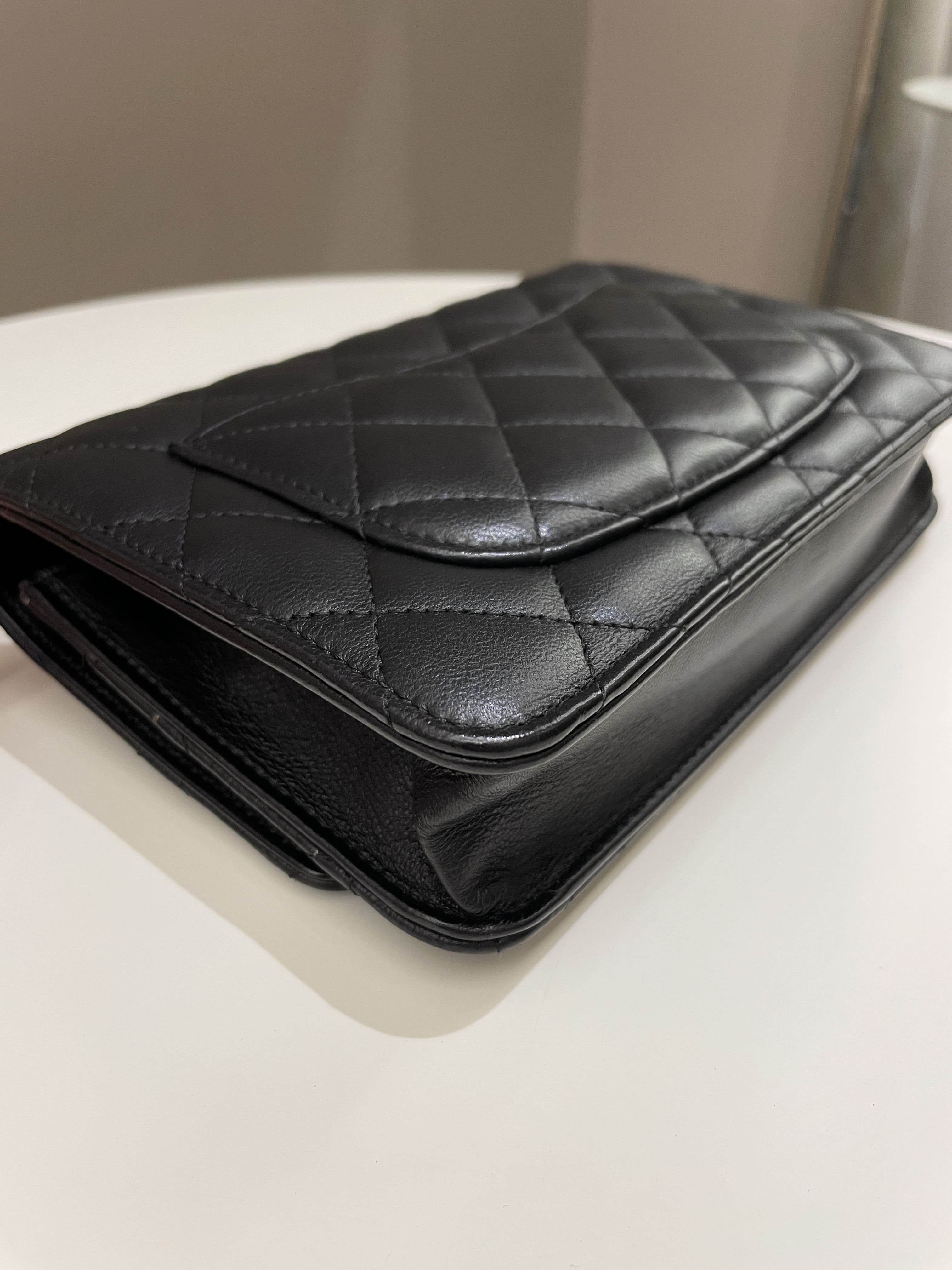Chanel Classic Quilted Wallet on Chain Black Lambskin