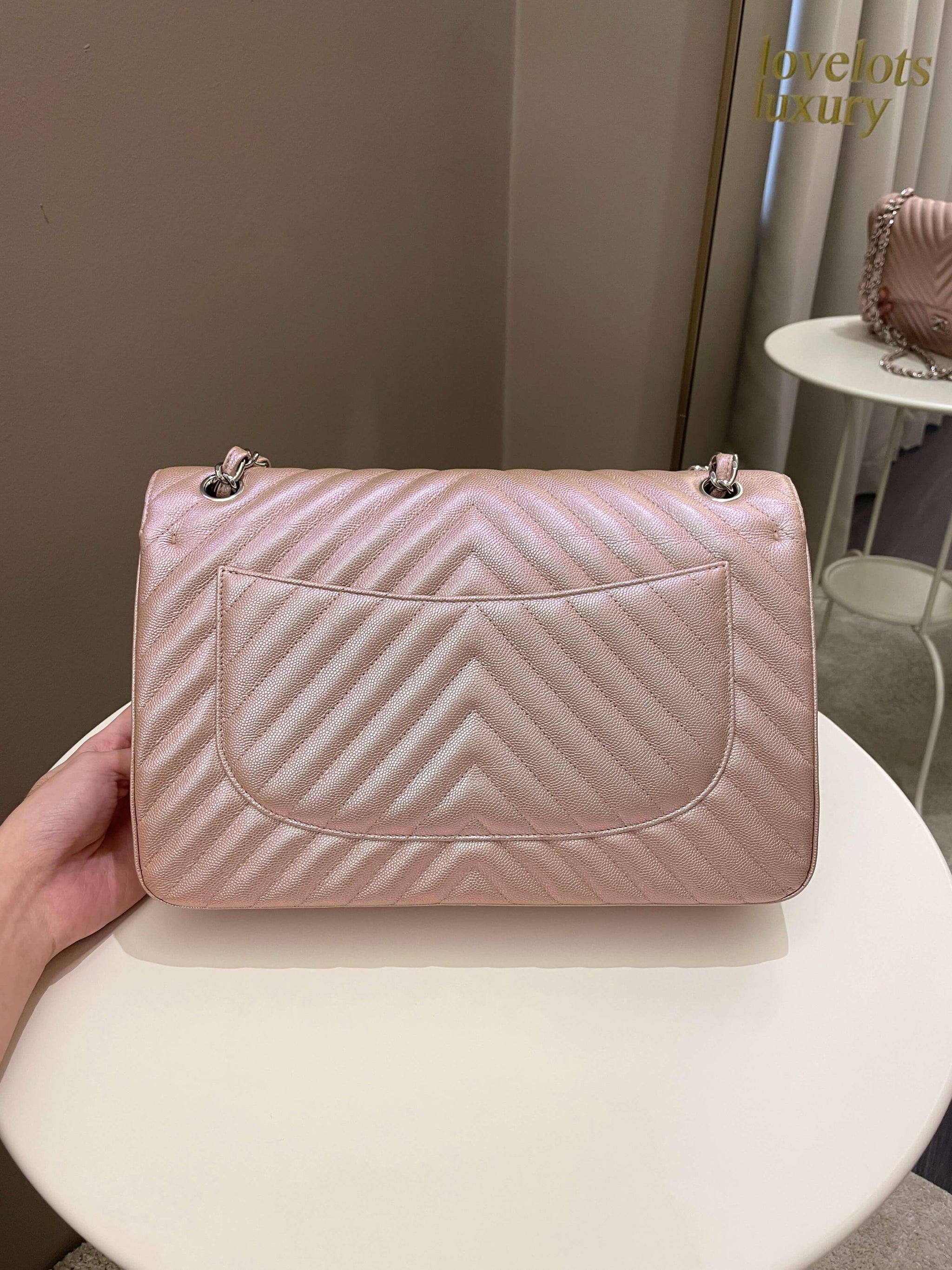 Chanel rose fashion gold chevron mini