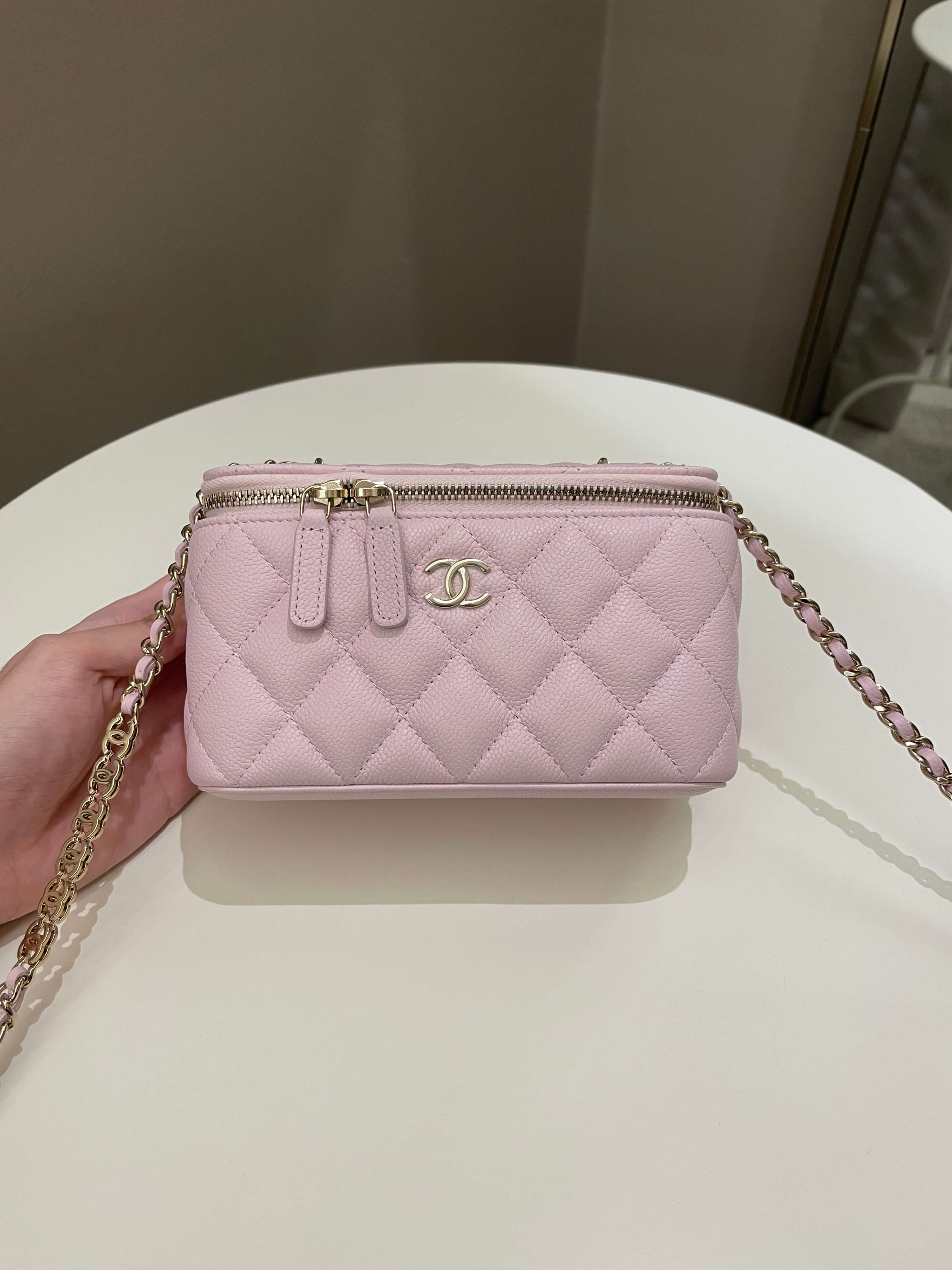 Chanel 22P Quilted Coco Vanity Rectangular Rose Clair Lilac Caviar