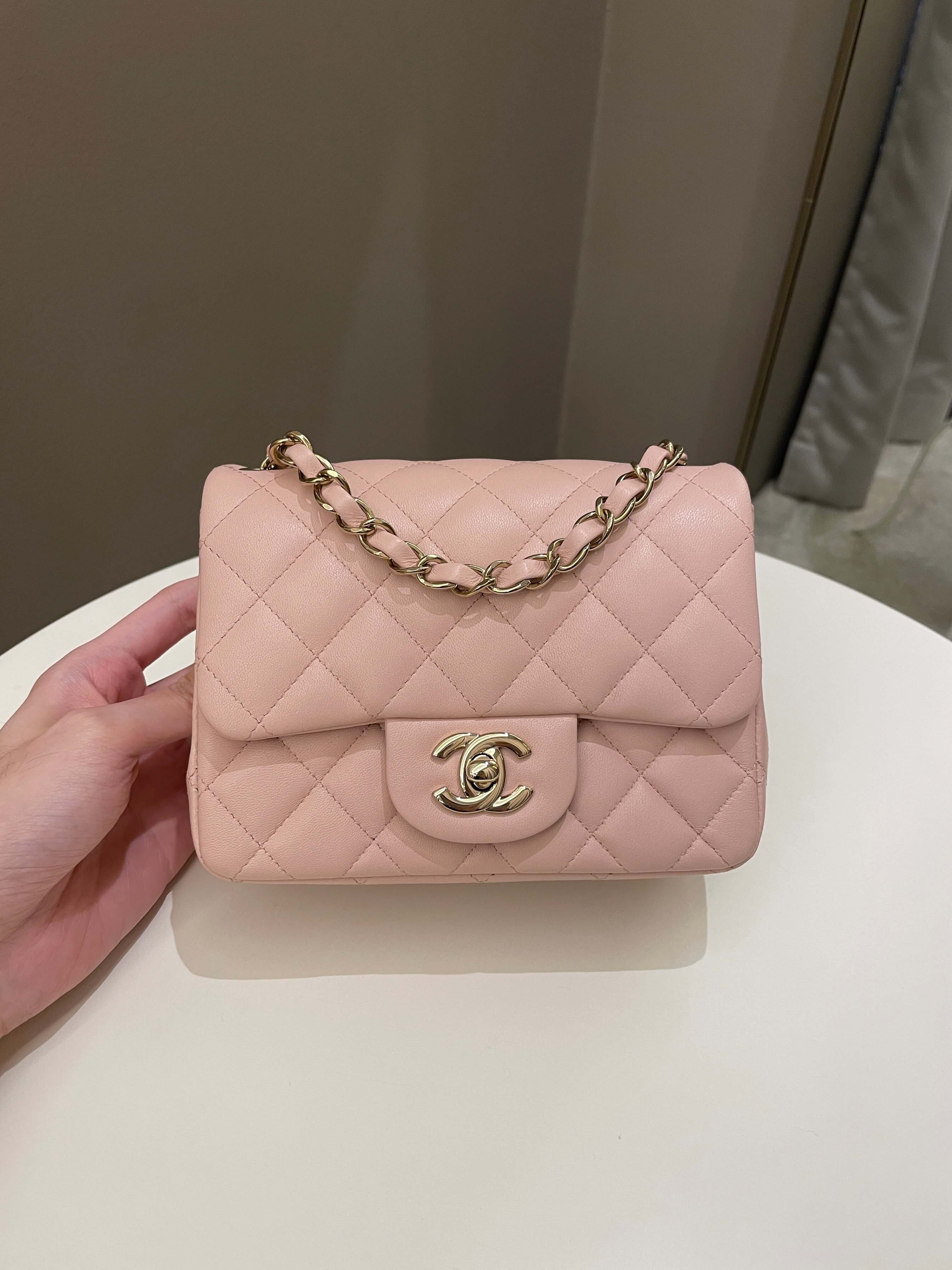 Chanel Rose Quilted Washed Lambskin Leather Classic Mini Flap Bag