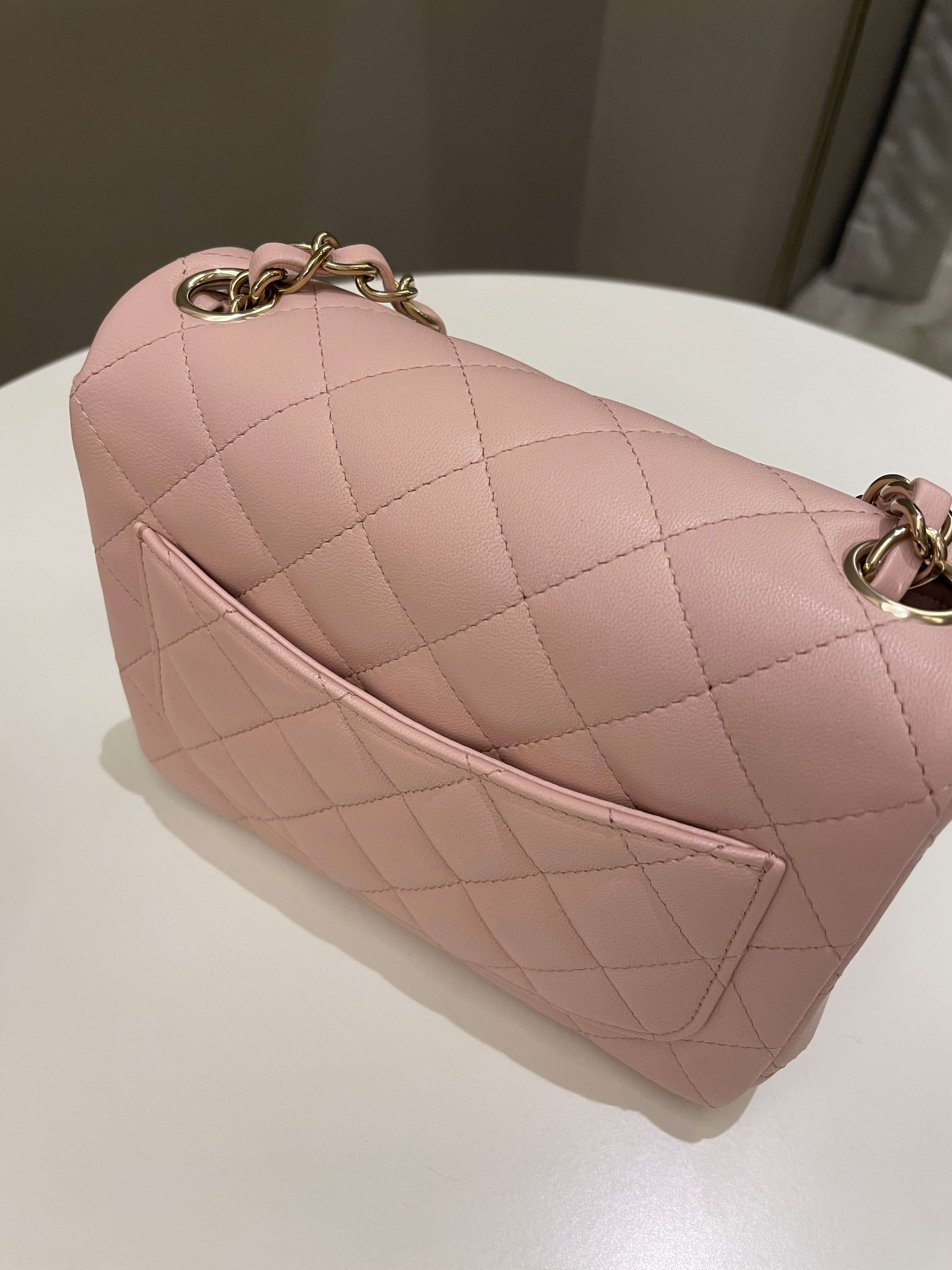 Chanel Classic Quilted Mini Square Light Pink Lambskin