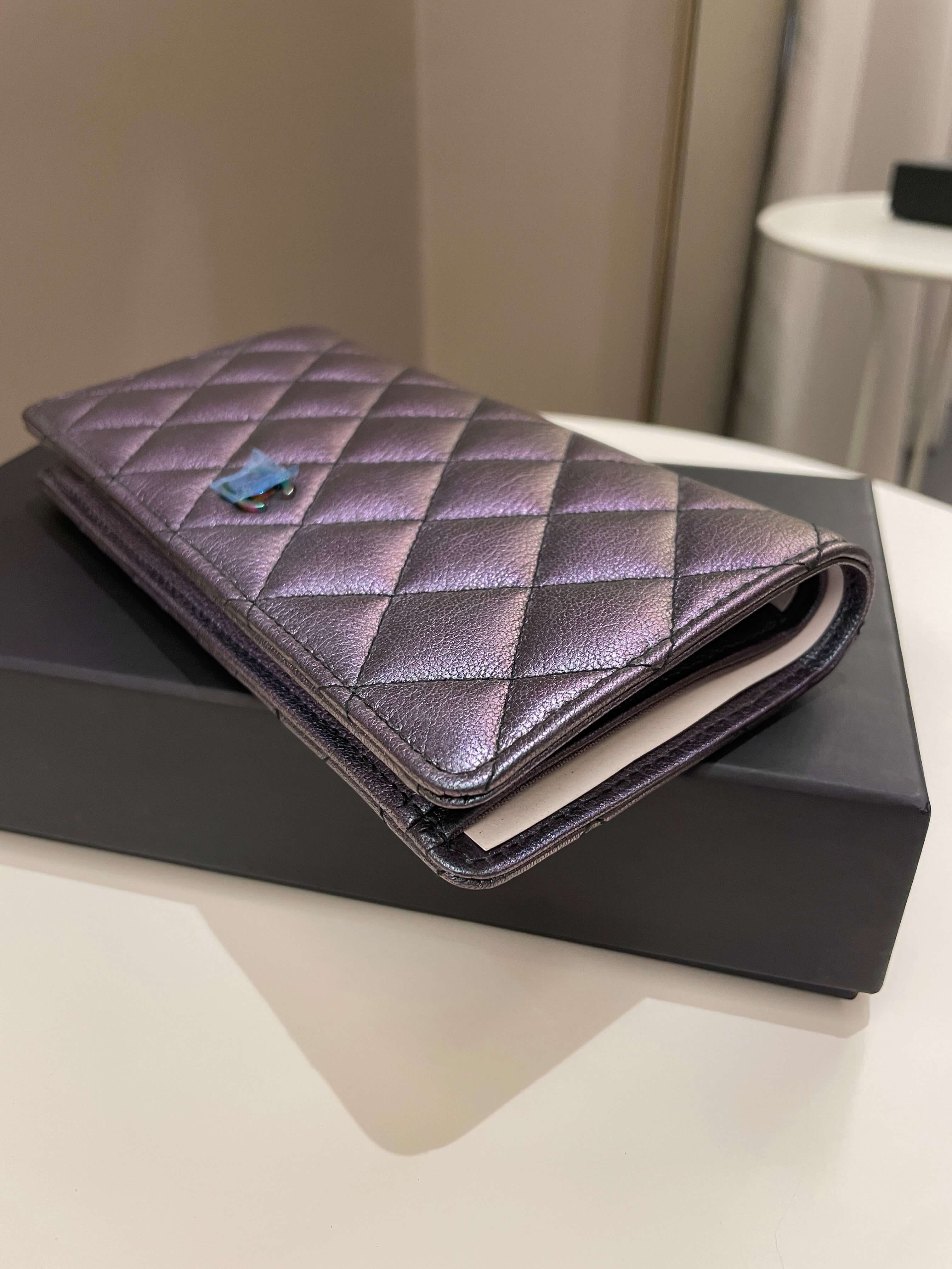 Chanel 16C Classic Quilted Flap Wallet Mermaid Iridescent Purple
