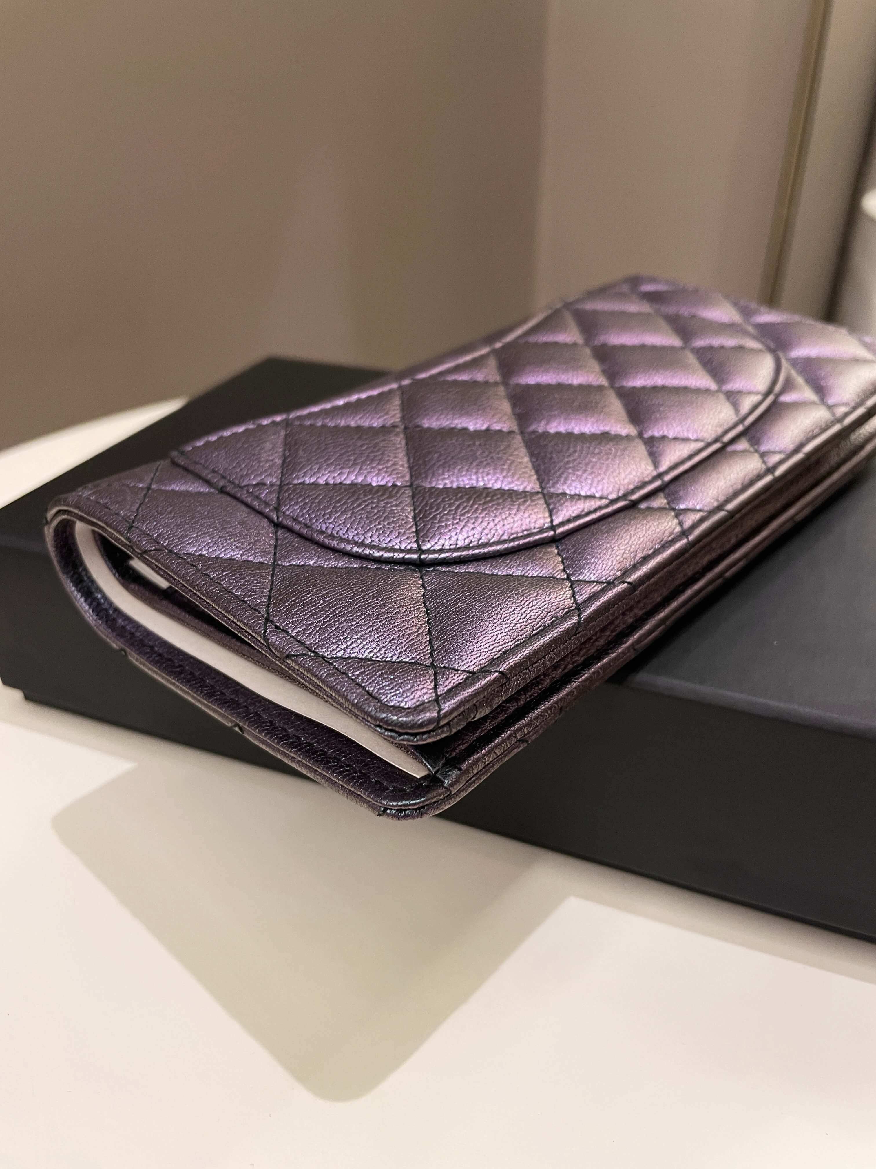 Chanel 16C Classic Quilted Flap Wallet Mermaid Iridescent Purple