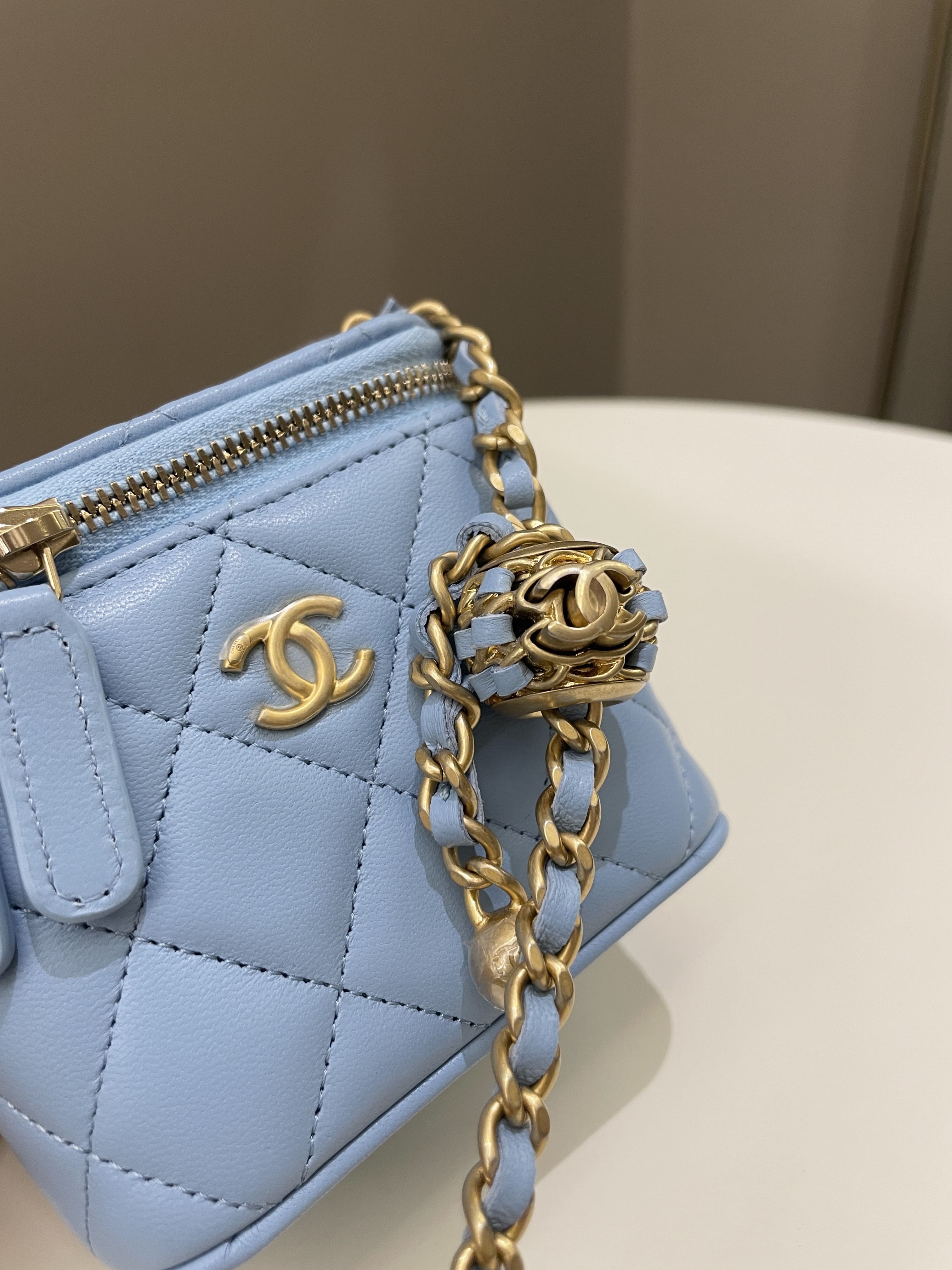 Chanel 2022 Mini Pearl Crush Flap Bag, Blue