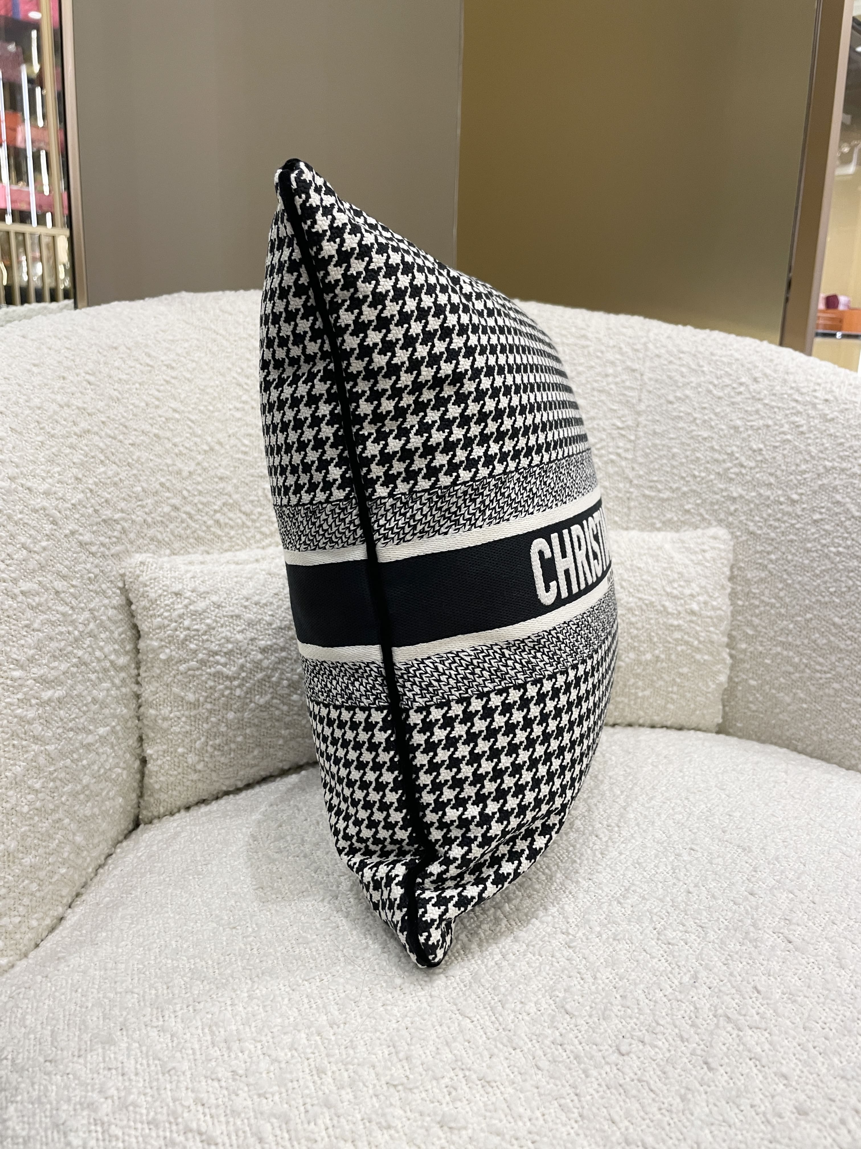 Dior Square Pillow Black/ White Houndstooth