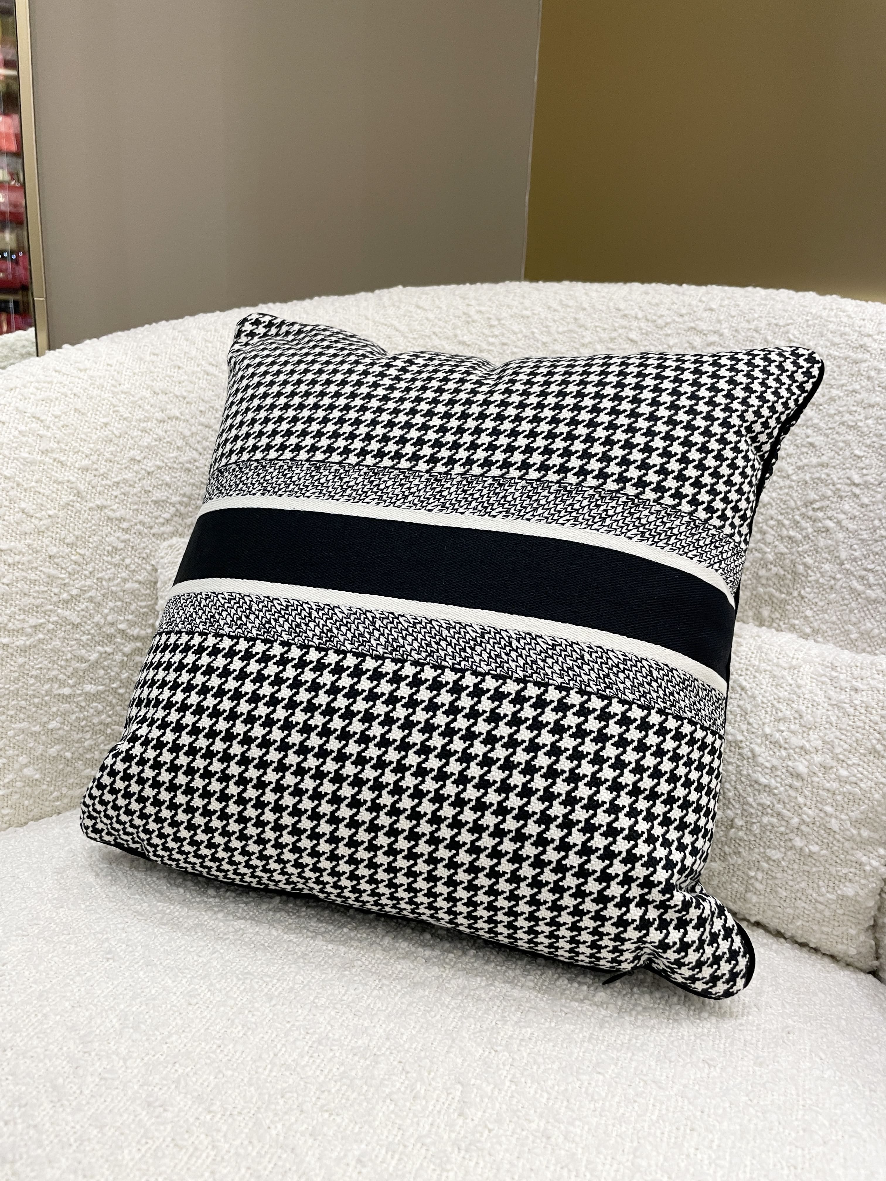 Dior Square Pillow Black/ White Houndstooth