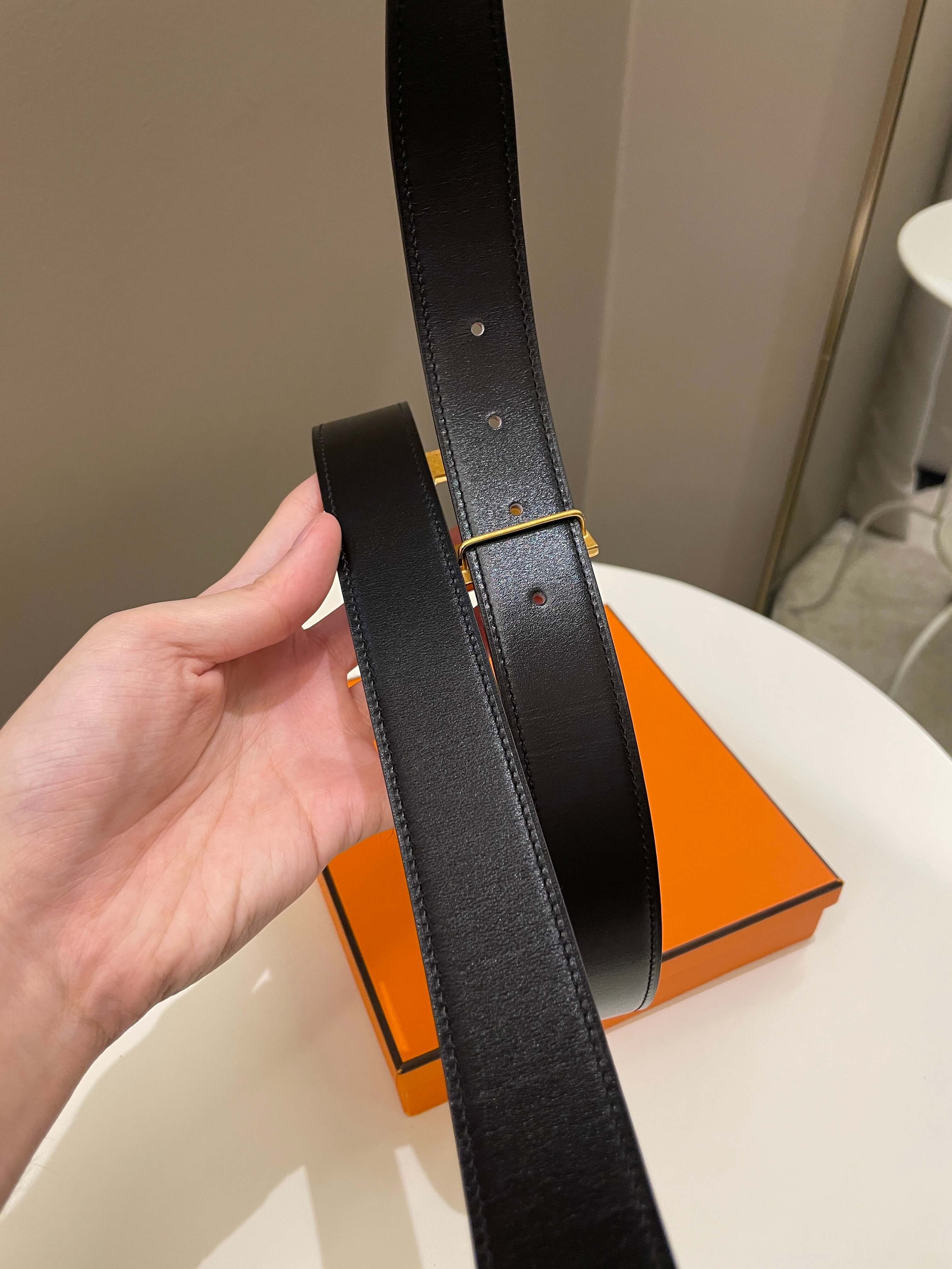 Hermes H Reversible Belt Black / Orange
