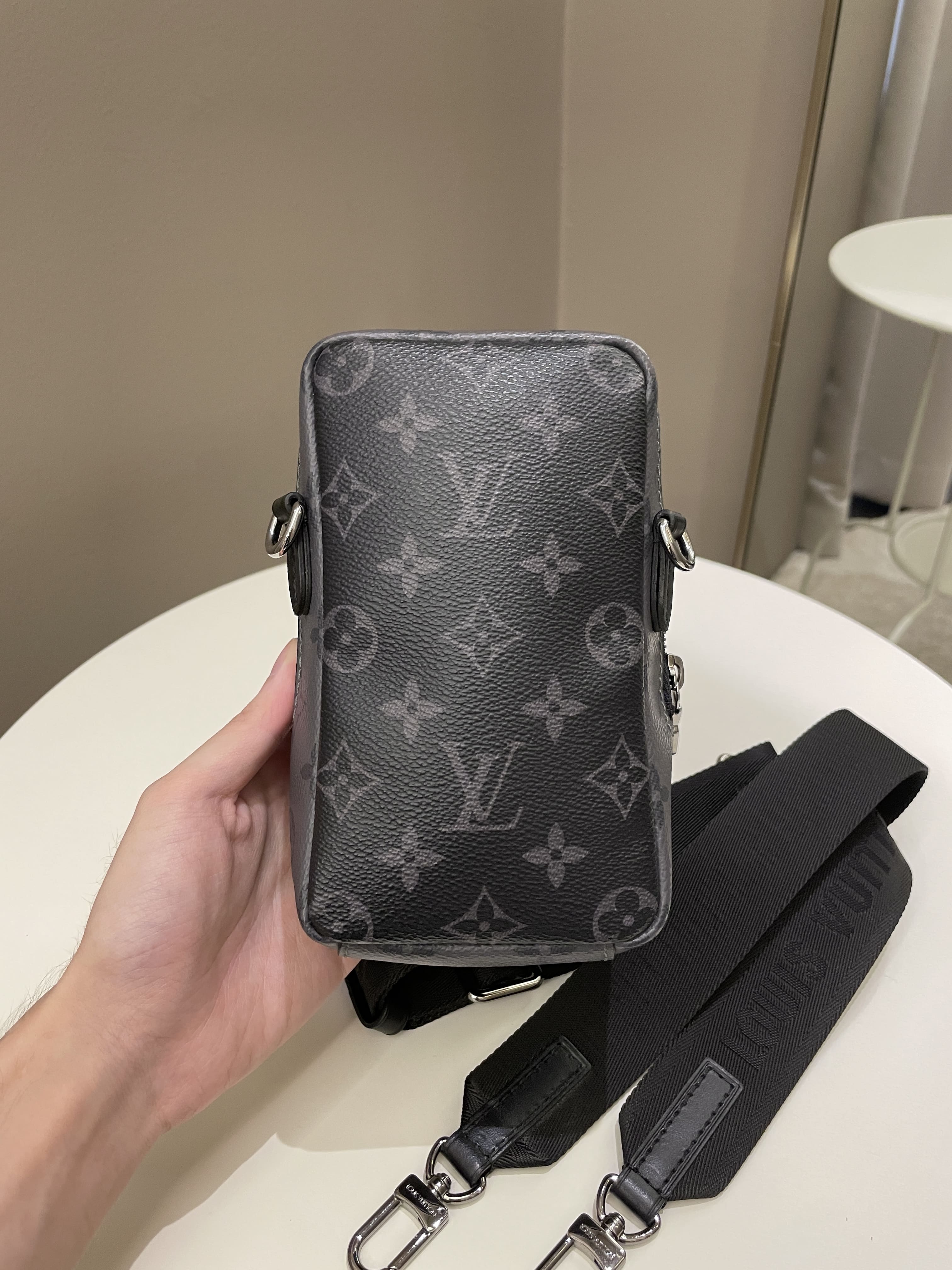 Louis Vuitton Mens Double Phone Wallet Pouch Bag Reverse Monogram Eclipse  M69534