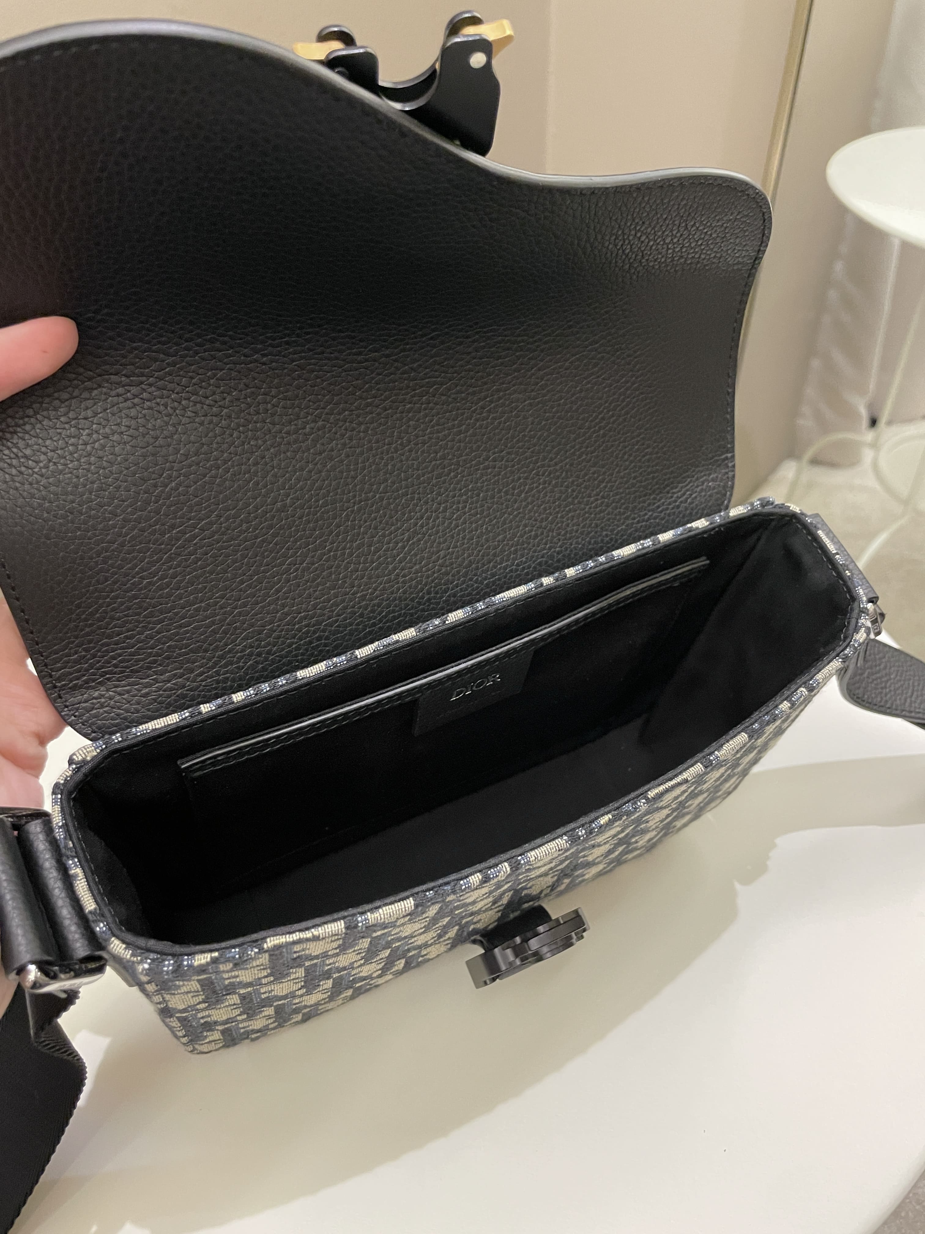 Dior Saddle Messenger Bag Beige/ Navy/ Black