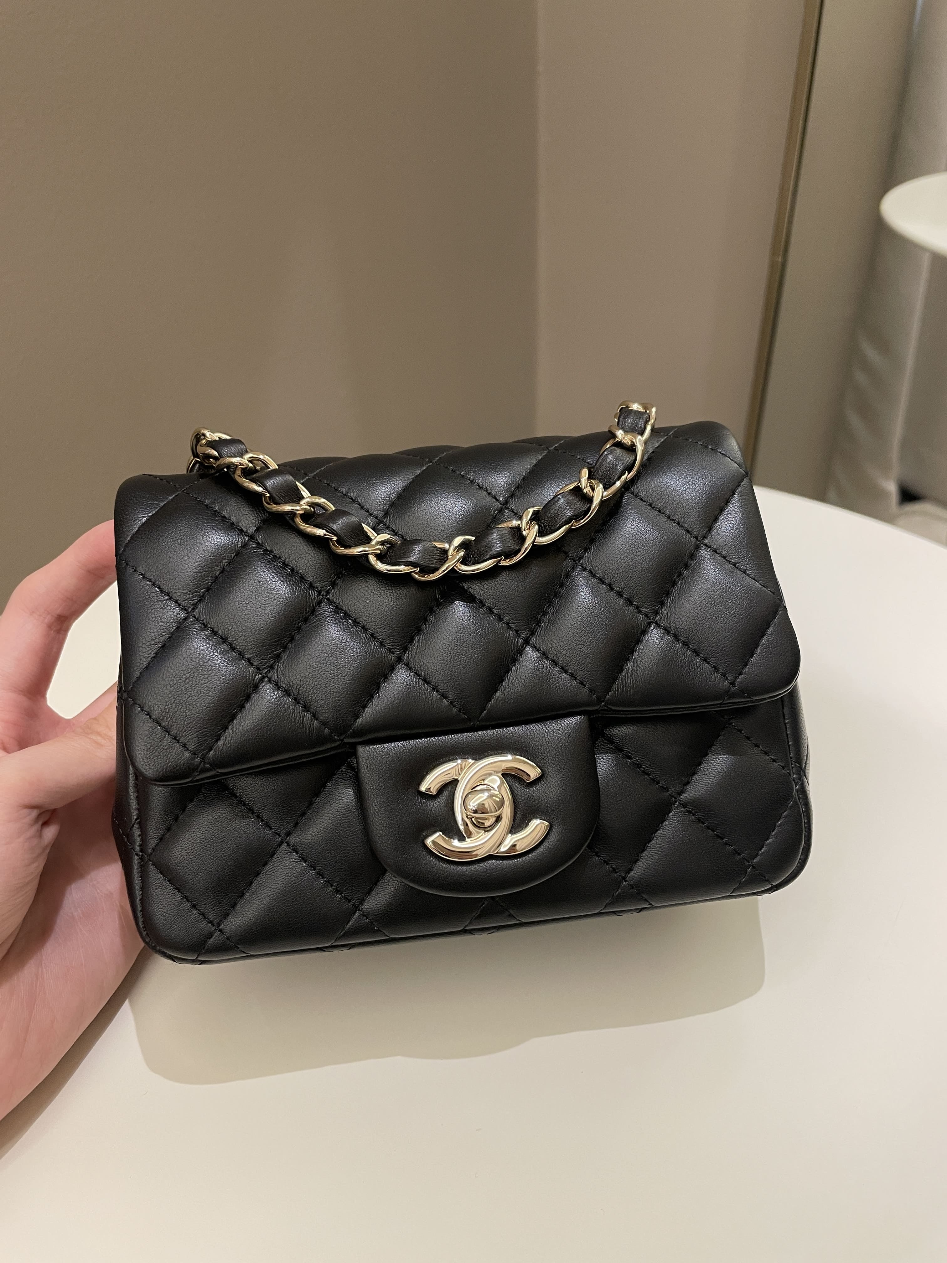 Chanel Lambskin Quilted Mini Square Flap Black