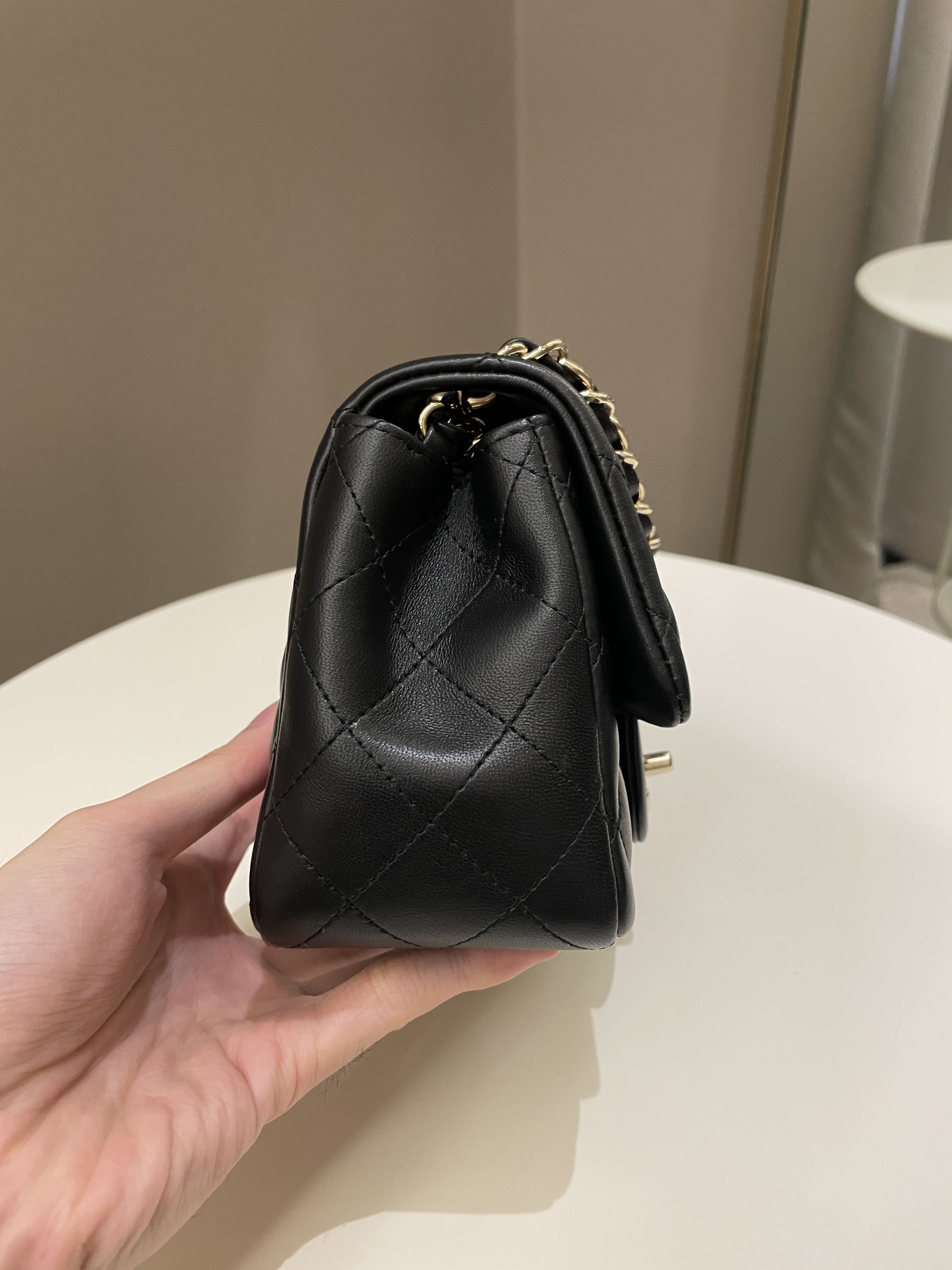 Chanel Classic Quilted Mini Square Black Lambskin