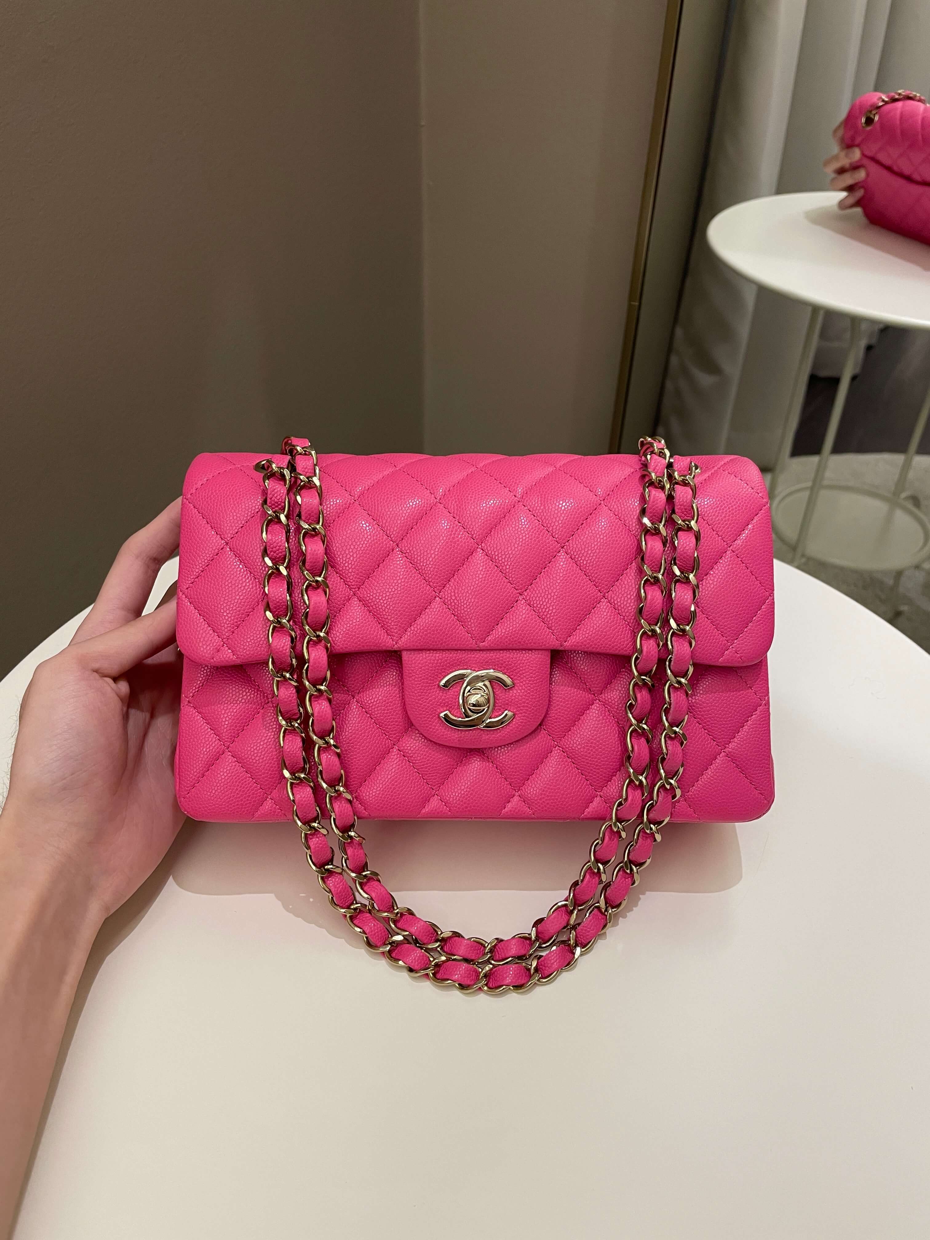 Chanel Hot Pink Caviar Double Flap Bag