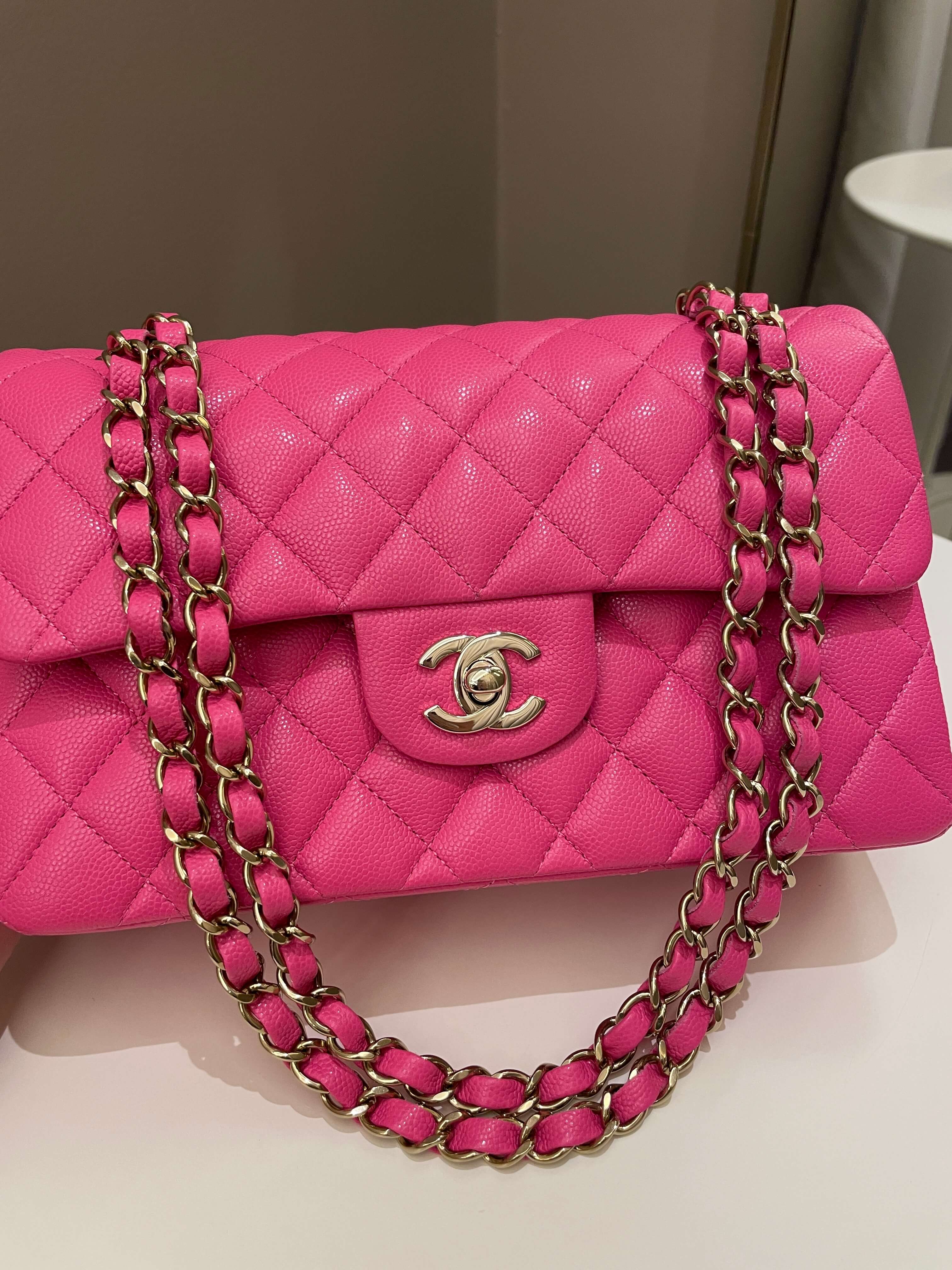 Chanel Classic Double Flap Quilted Medium Pale Pink - DE