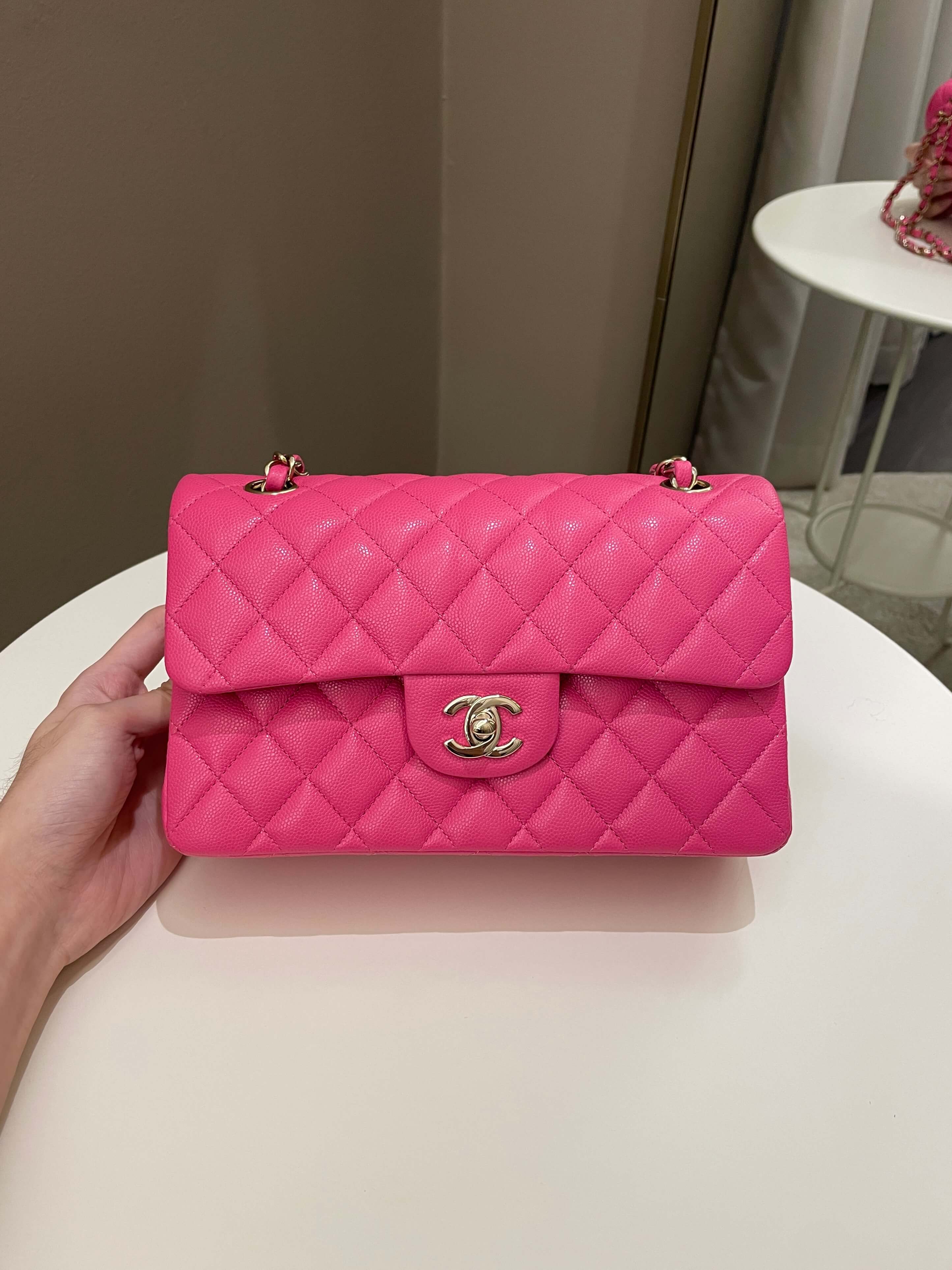 Chanel Classic Quilted Small Double Flap Candy Pink Caviar