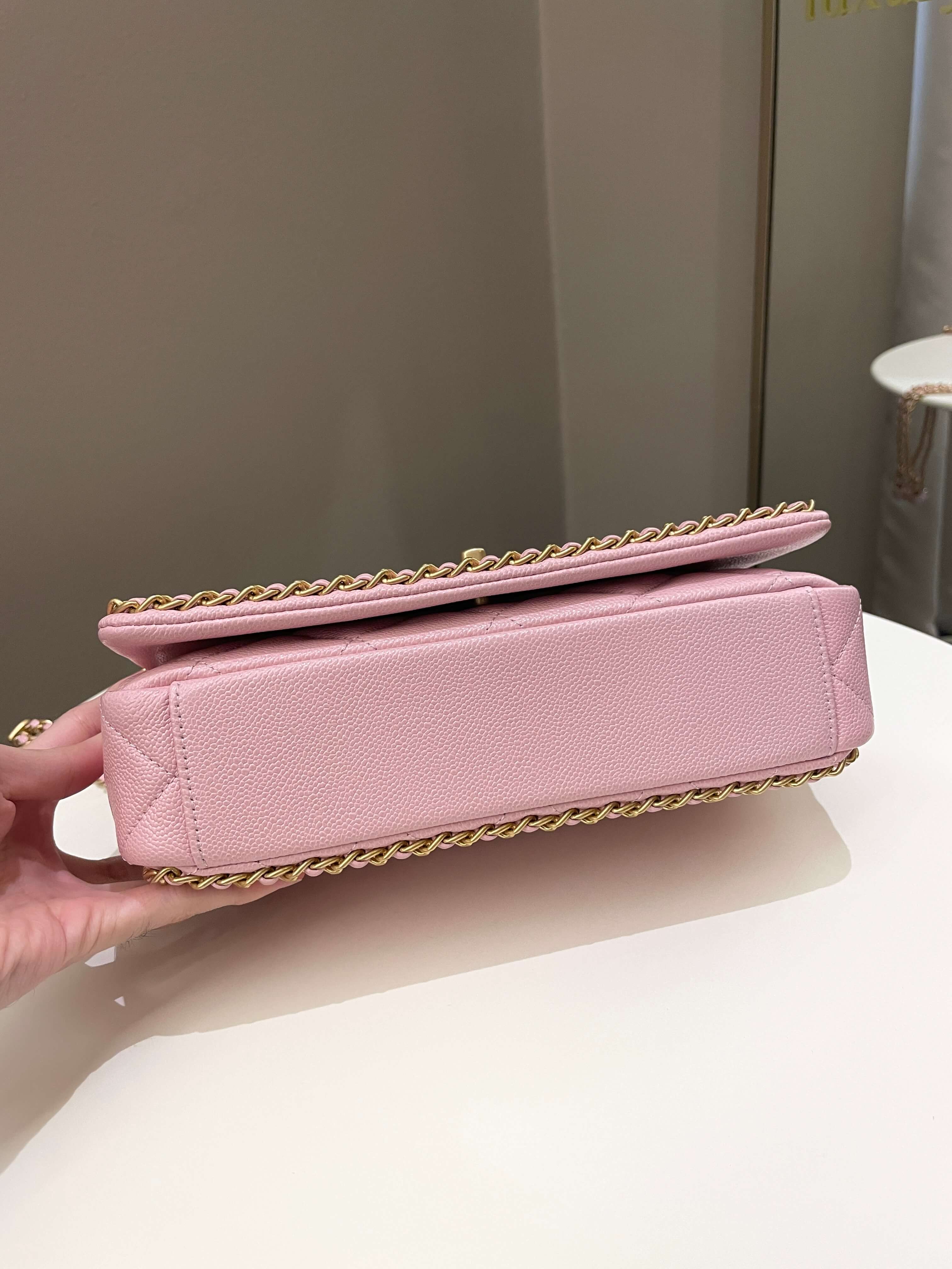 CHANEL, Bags, Chanel Key Ring Zip Wallet Pink 22k