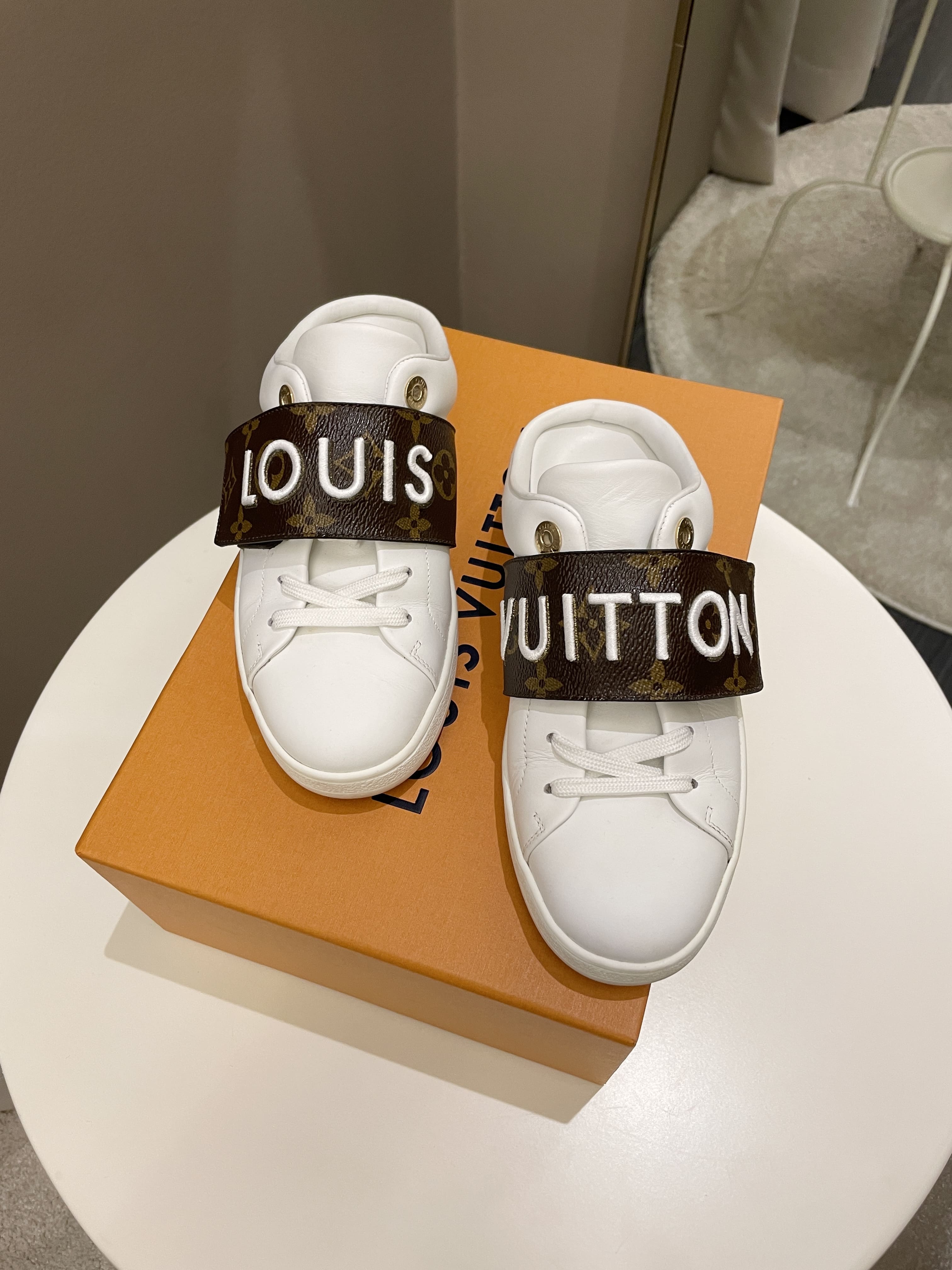 Louis Vuitton Frontrow Open Back Sneaker Monogram / White Size 35
