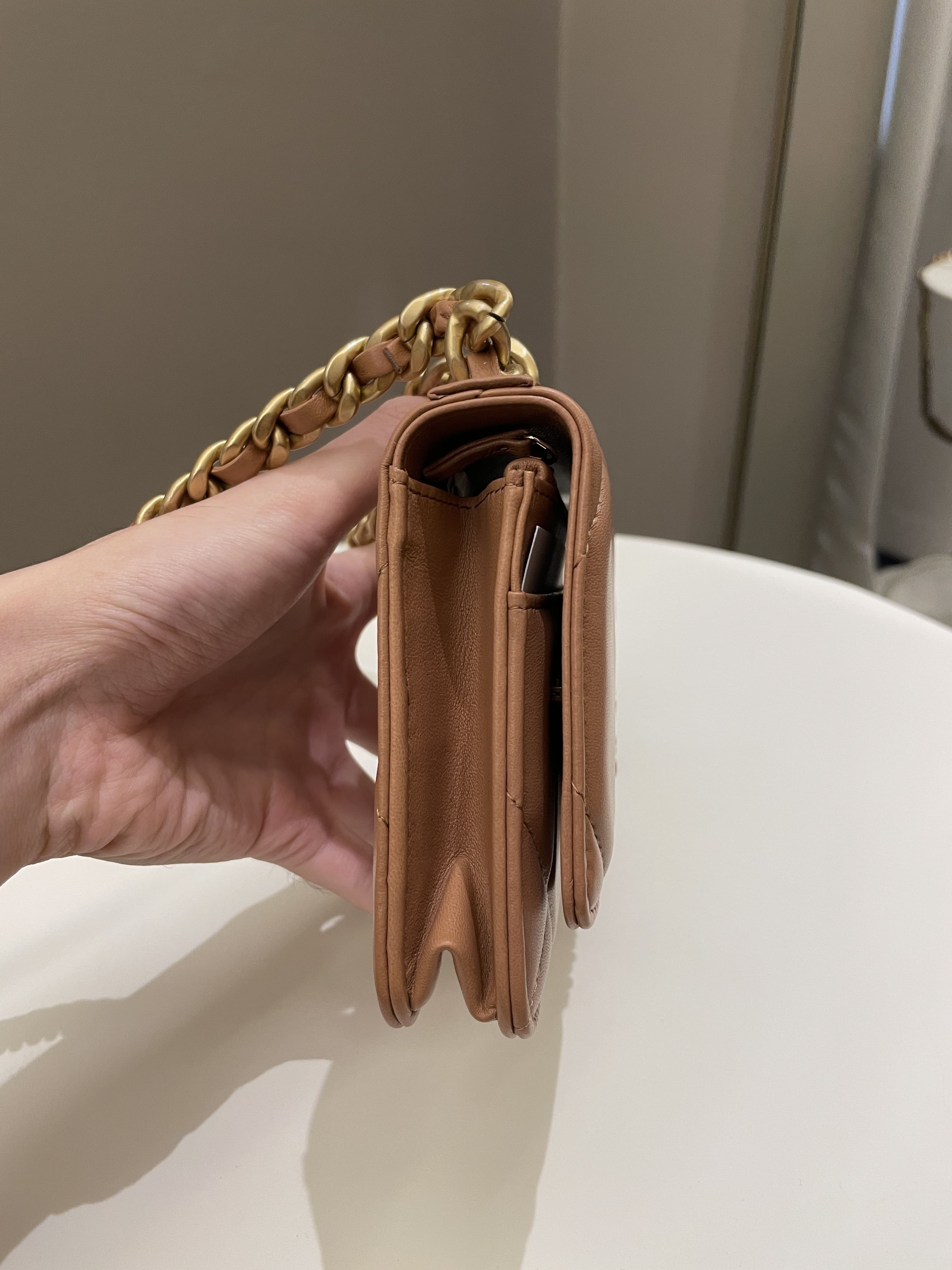 Chanel 19 Wallet On Chain Caramel Lambskin
