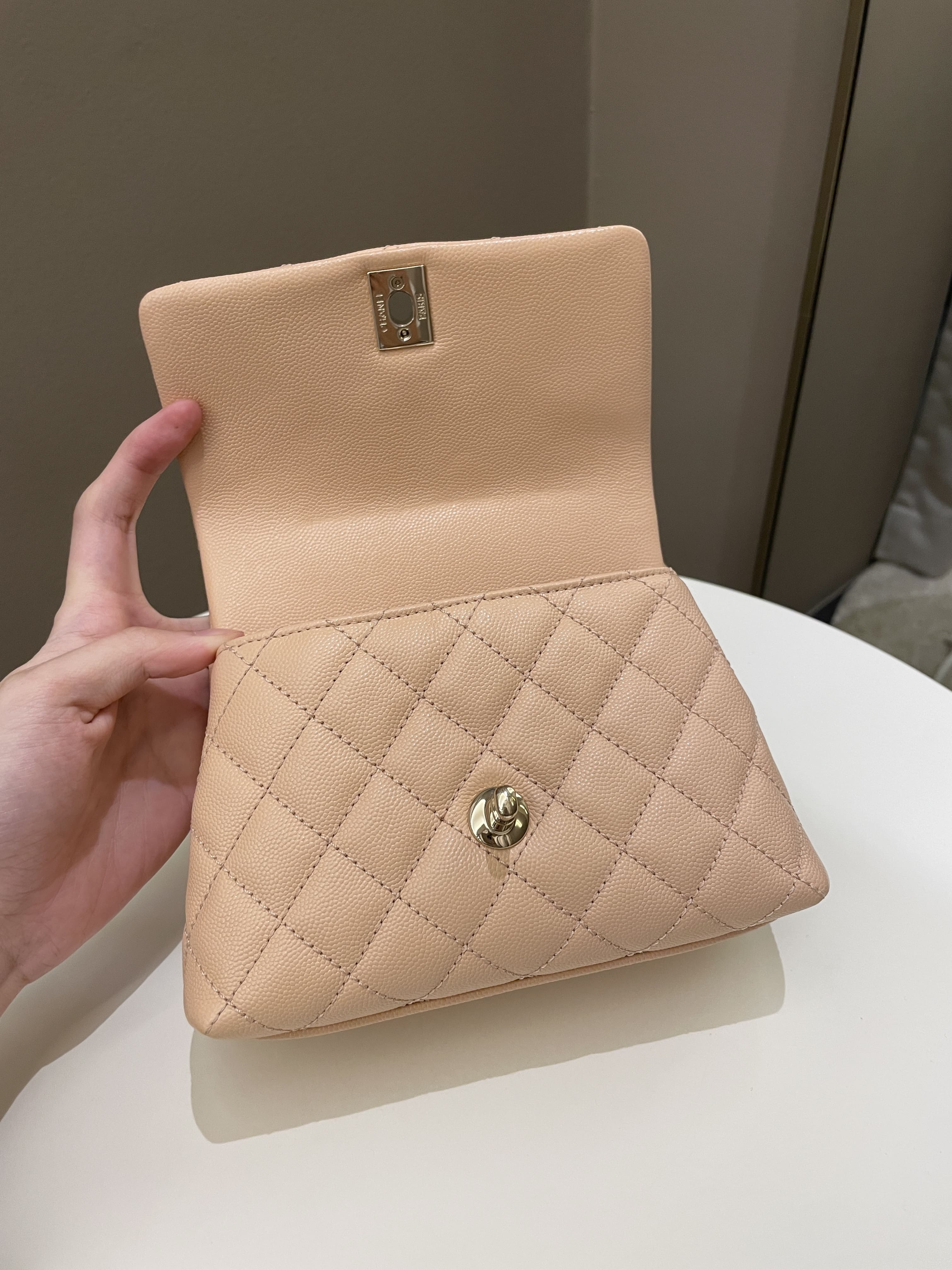 Chanel Quilted Coco Handle Mini Peachy Pink Caviar