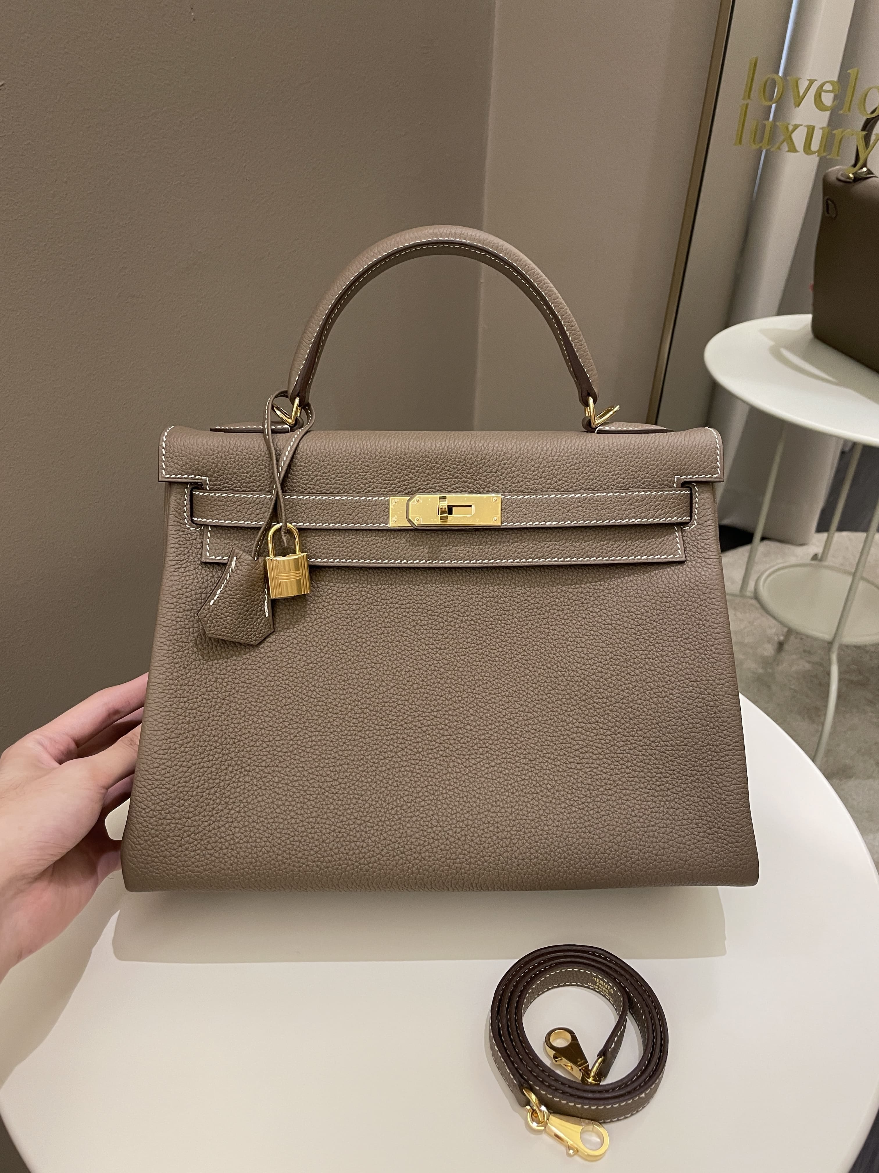 Ginza Xiaoma - Super value Kelly 32 in Etoupe Togo leather
