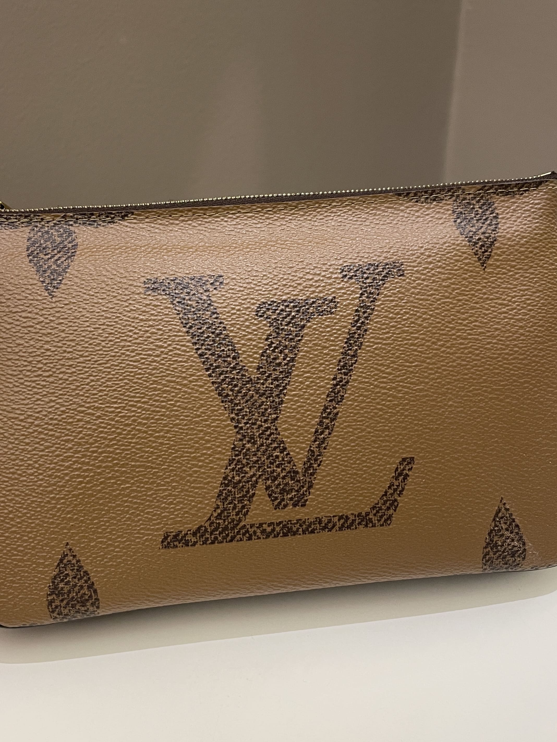 Louis Vuitton Pochette Double Zip Mono Giant Red/ Pink Bag at 1stDibs