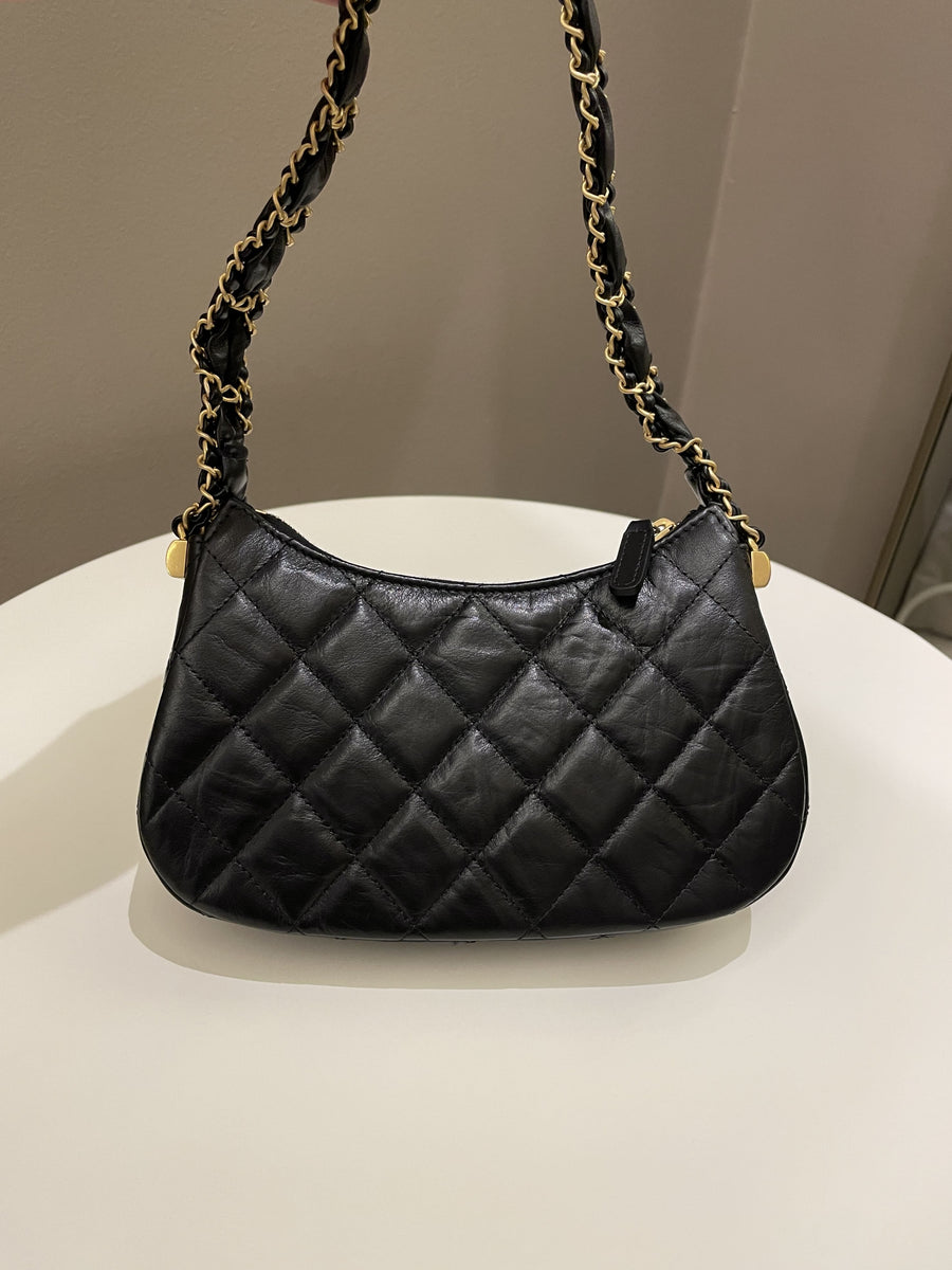 Chanel 23K Hobo Bag Black Calfskin – LOVELOTSLUXURY