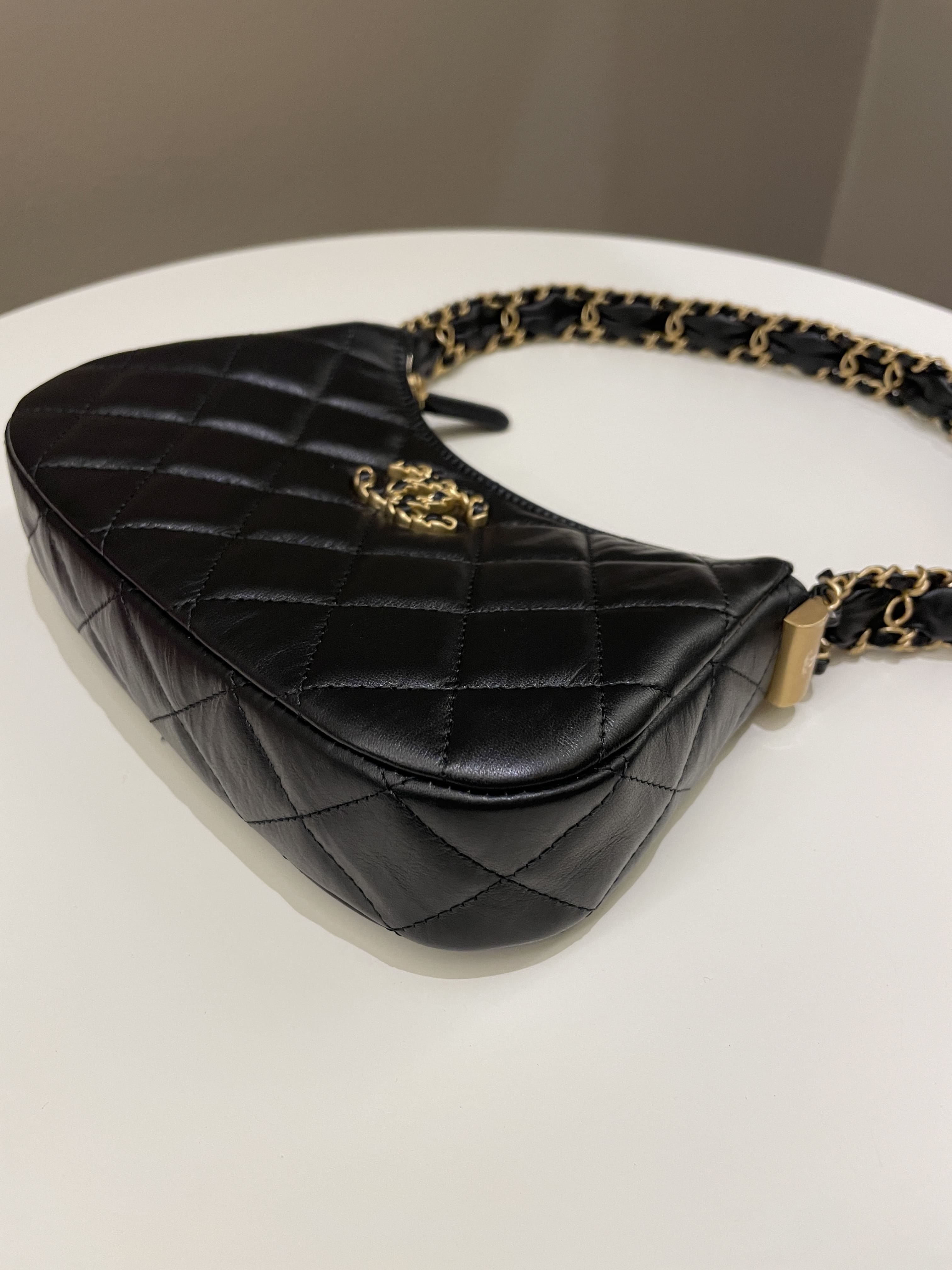Chanel 23K Hobo Bag Black Calfskin