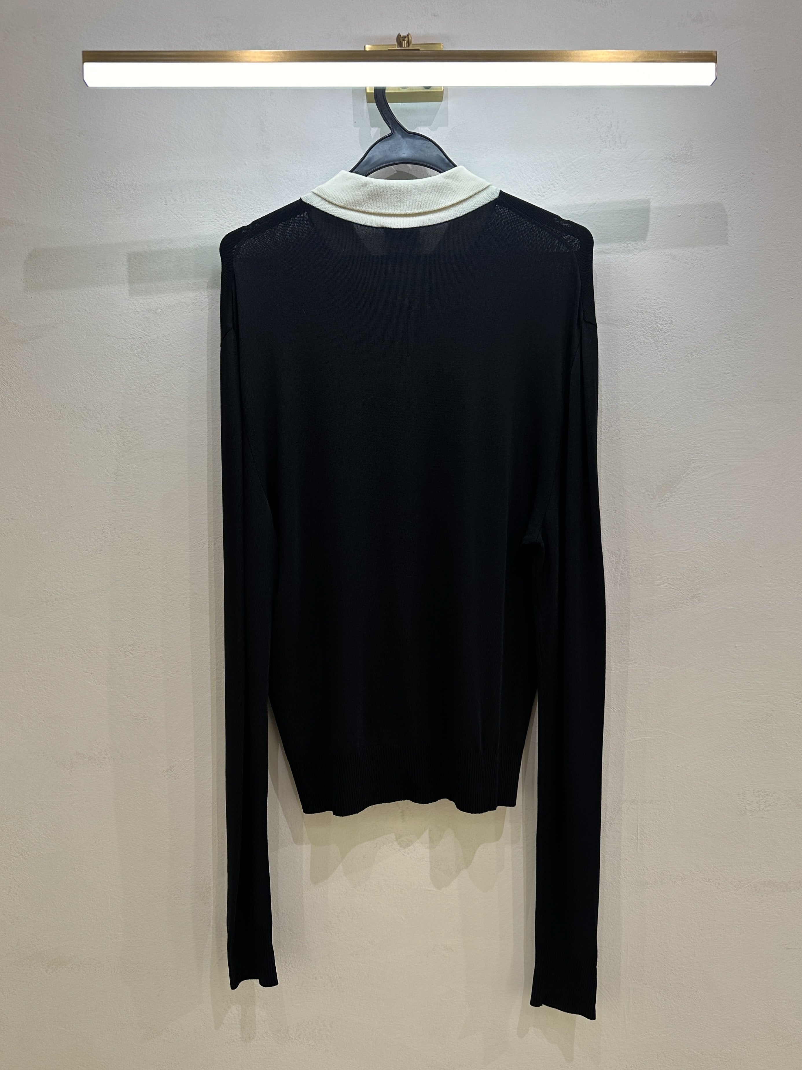 Chanel Long Sleeve Button Knitted Black Creme