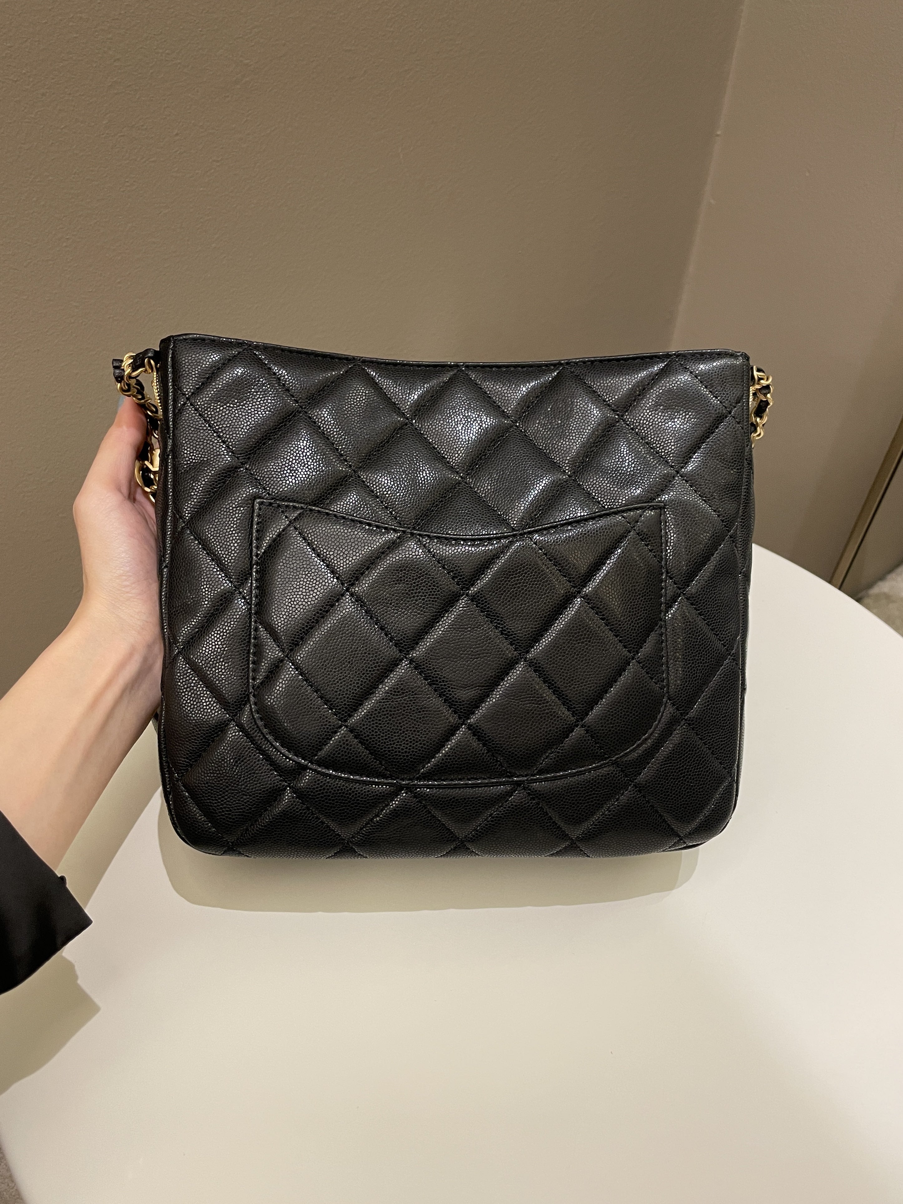 Chanel Twist Your Buttons Hobo Quilted Caviar Small