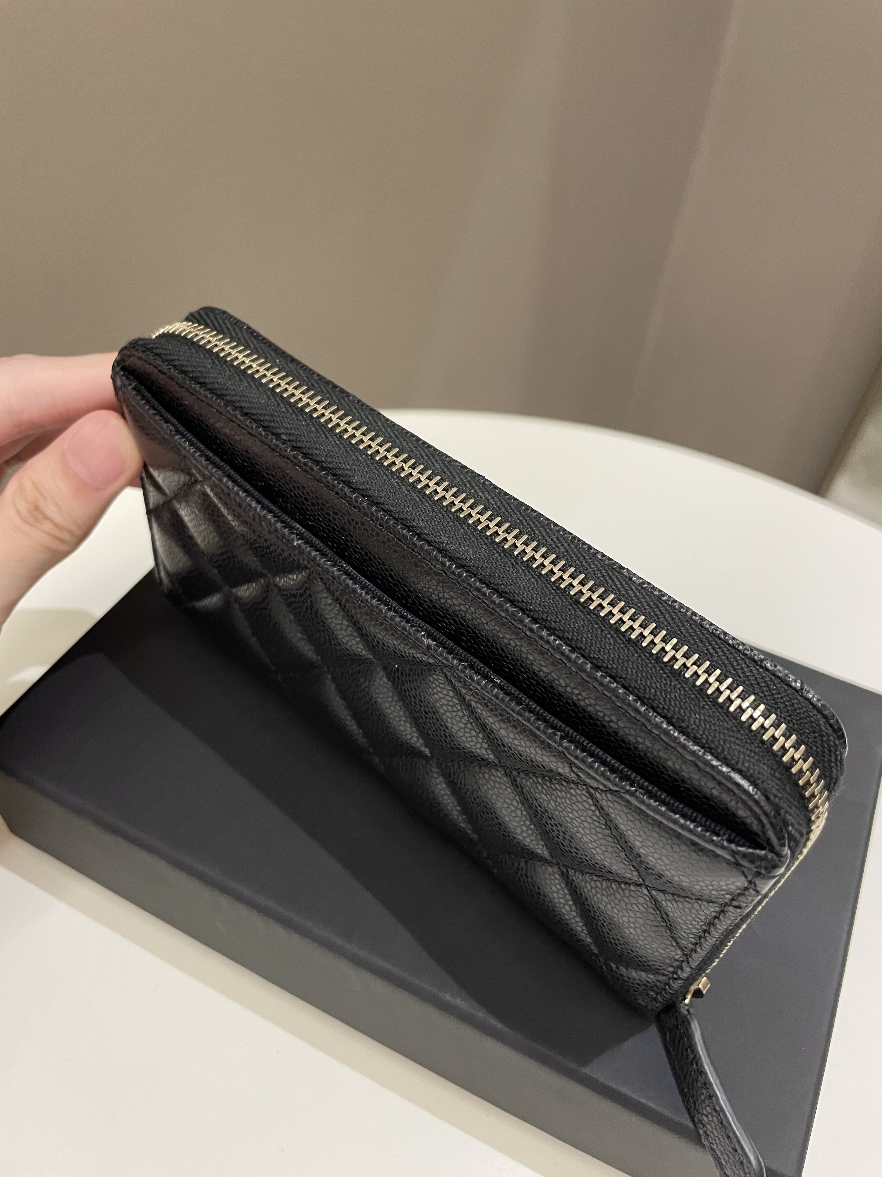 Chanel Classic Quilted Medium Zip Wallet Black Caviar