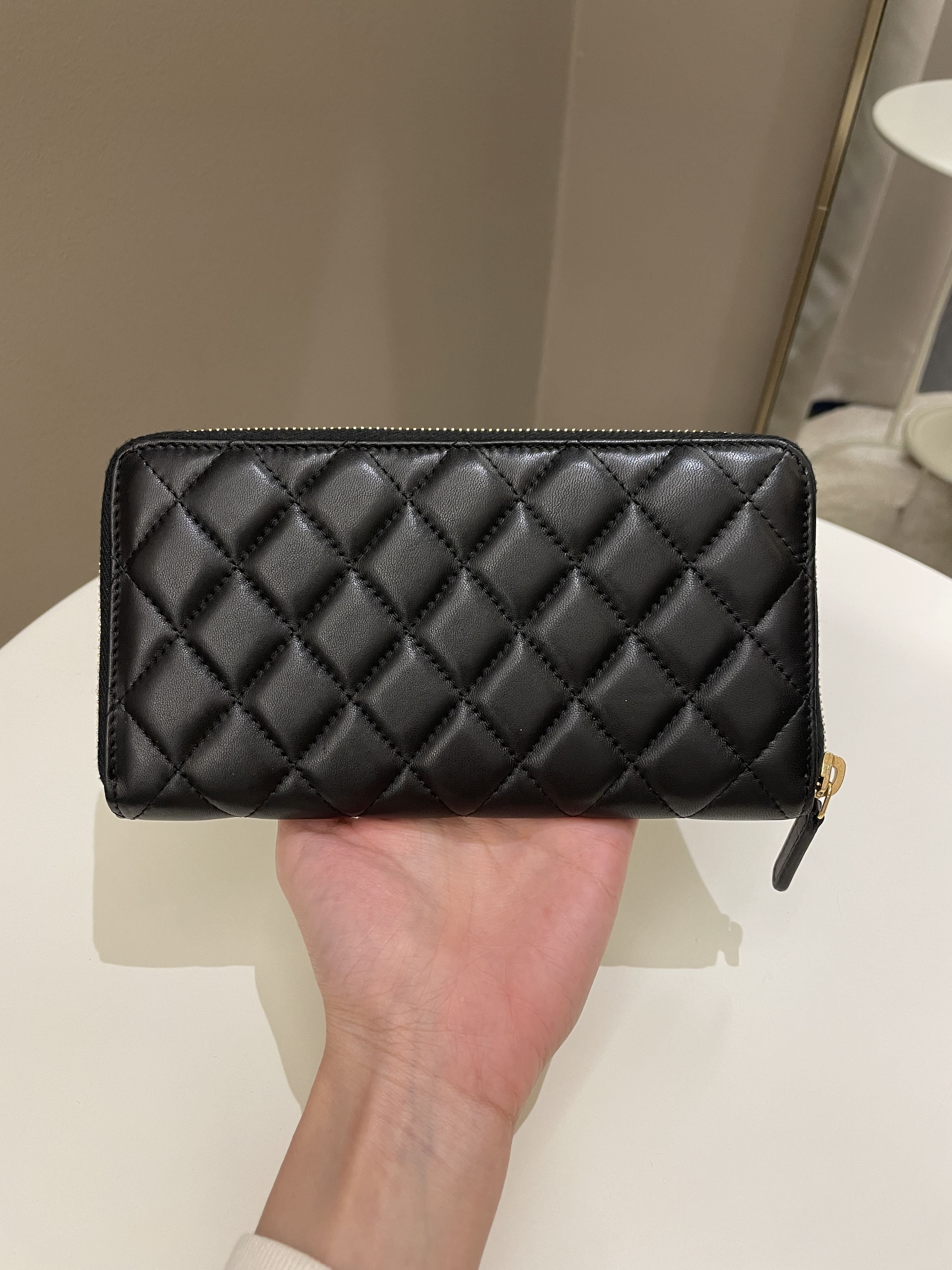 CHANEL Classic Zip Wallet Quilted Lambskin Long Wallet Leather