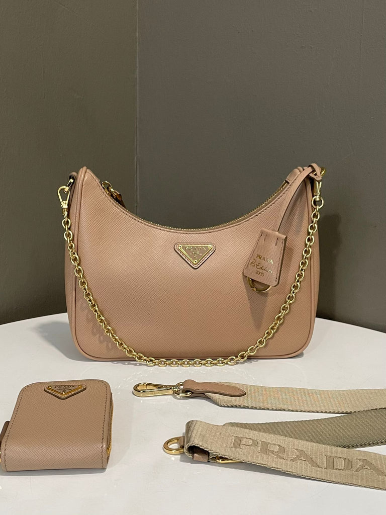 Prada Re Edition 2005 Bag 
Nude Beige Saffiano